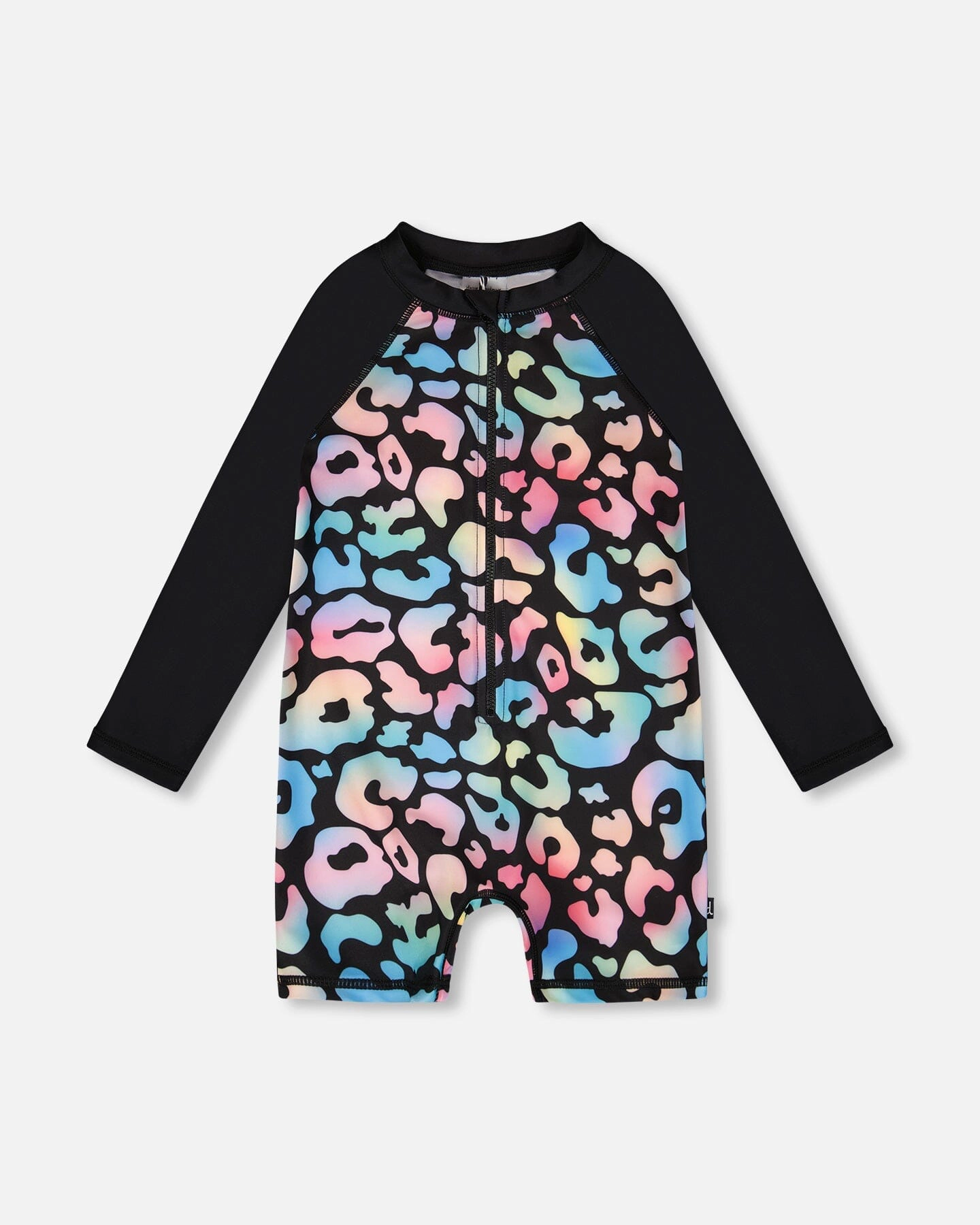Deux par Deux Girls One-Piece Long Sleeve Rashguard Leopard Print