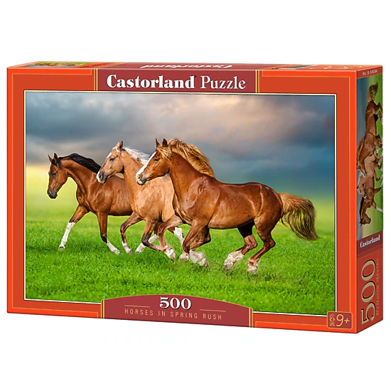 CASTORLAND 500 Piece Jigsaw Puzzles, Horses in Spring Rush, Animal puzzles, Power and beauty in motion, B-54084