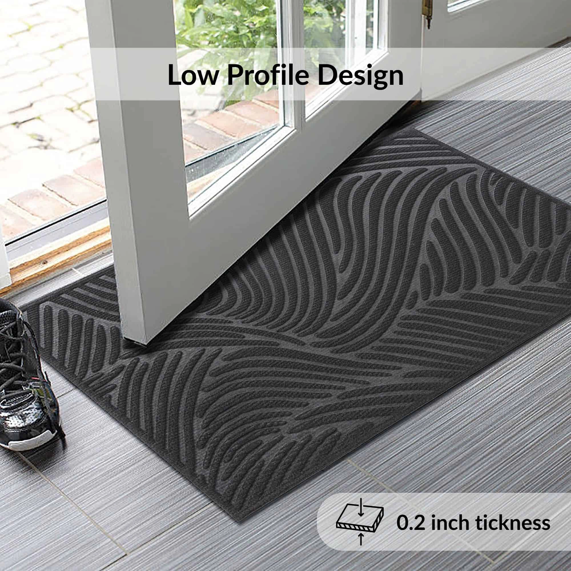 Evideco French Home Goods Gray Raised Wave Polyester Doormat 30 x 18 Inches