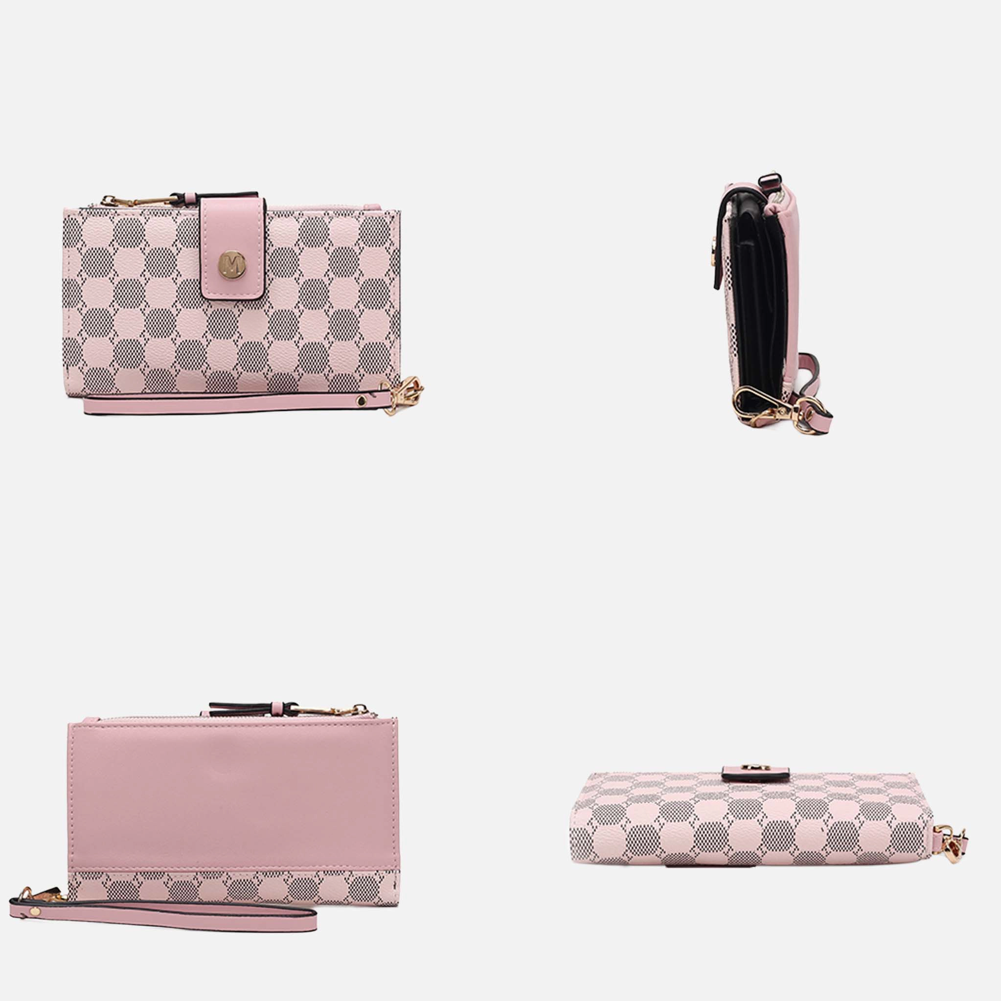 Mia K Collection Solene Circular Print Vegan Leather Wristlet Wallet, Detachable