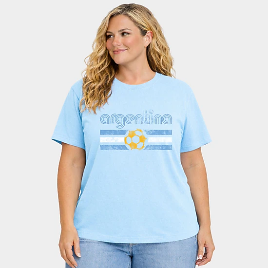 Simply Sage Market - Argentina Soccer Flag - Women's Plus Sized Garment Dyed Graphic T-Shirt