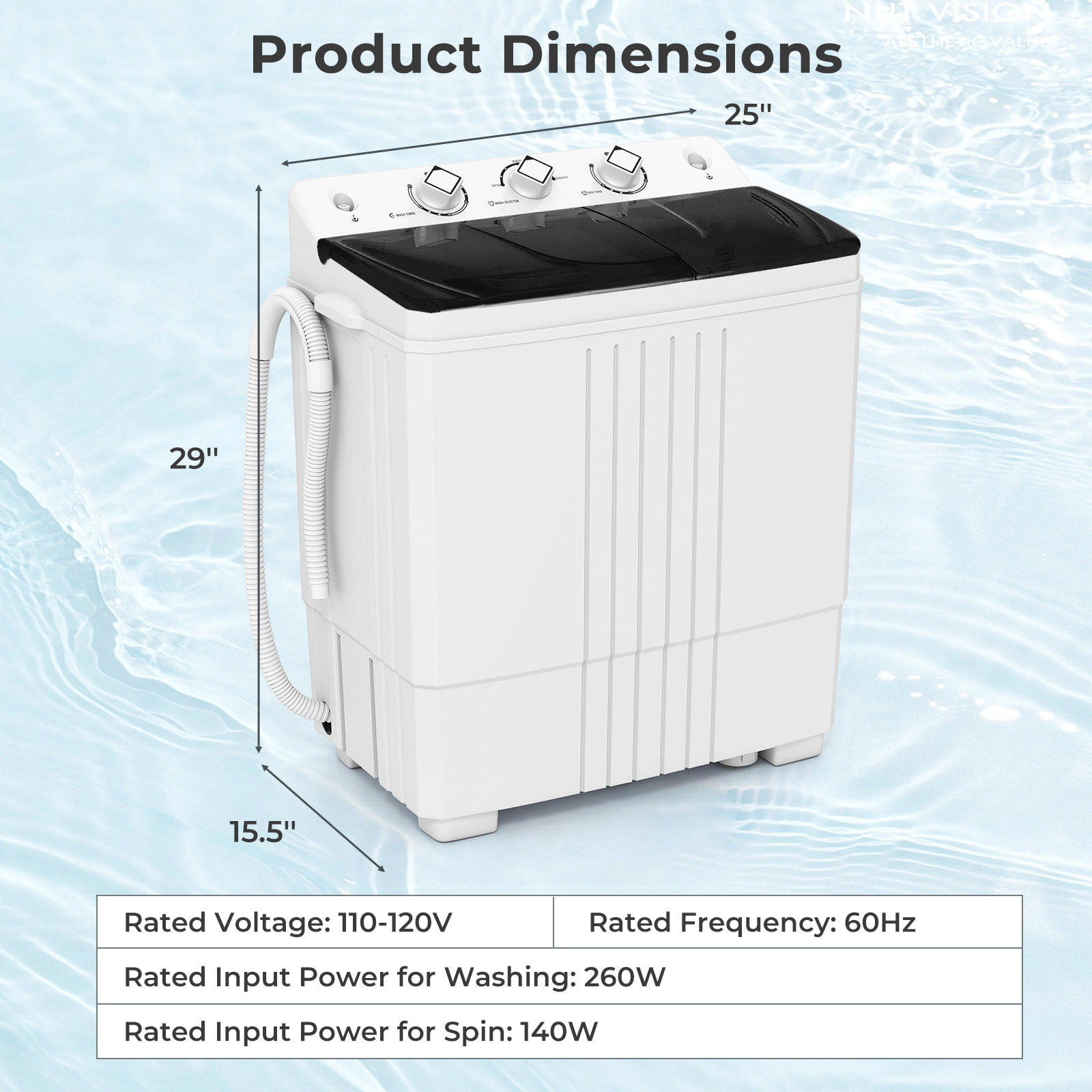 LJG Portable Washing Machine with Built-in Drain Pump