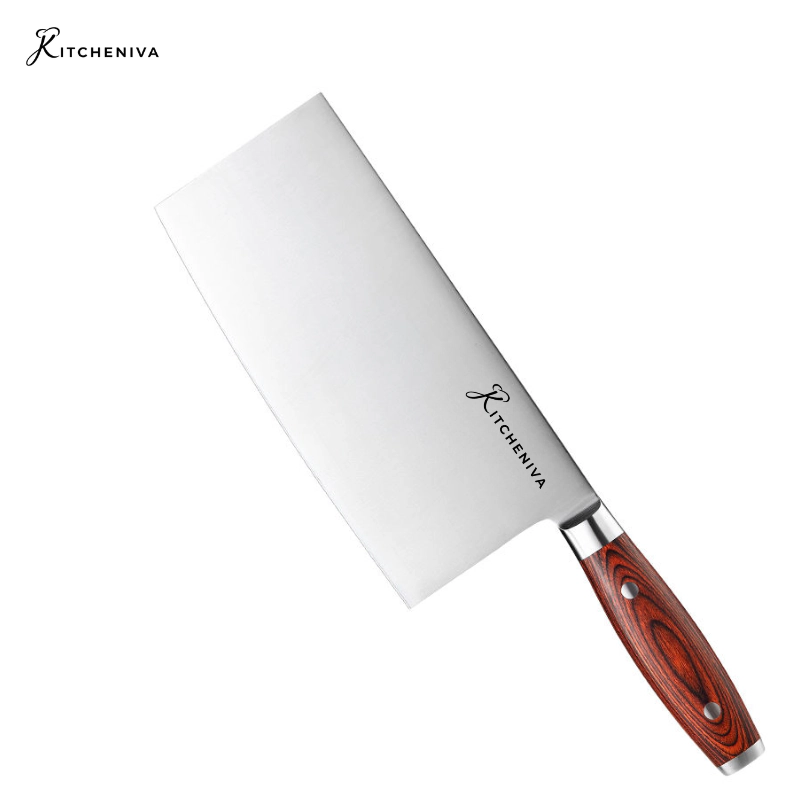 Kitcheniva 8-Inch German Stainless Steel Kitchen Cleaver With Pakka Wood Handle