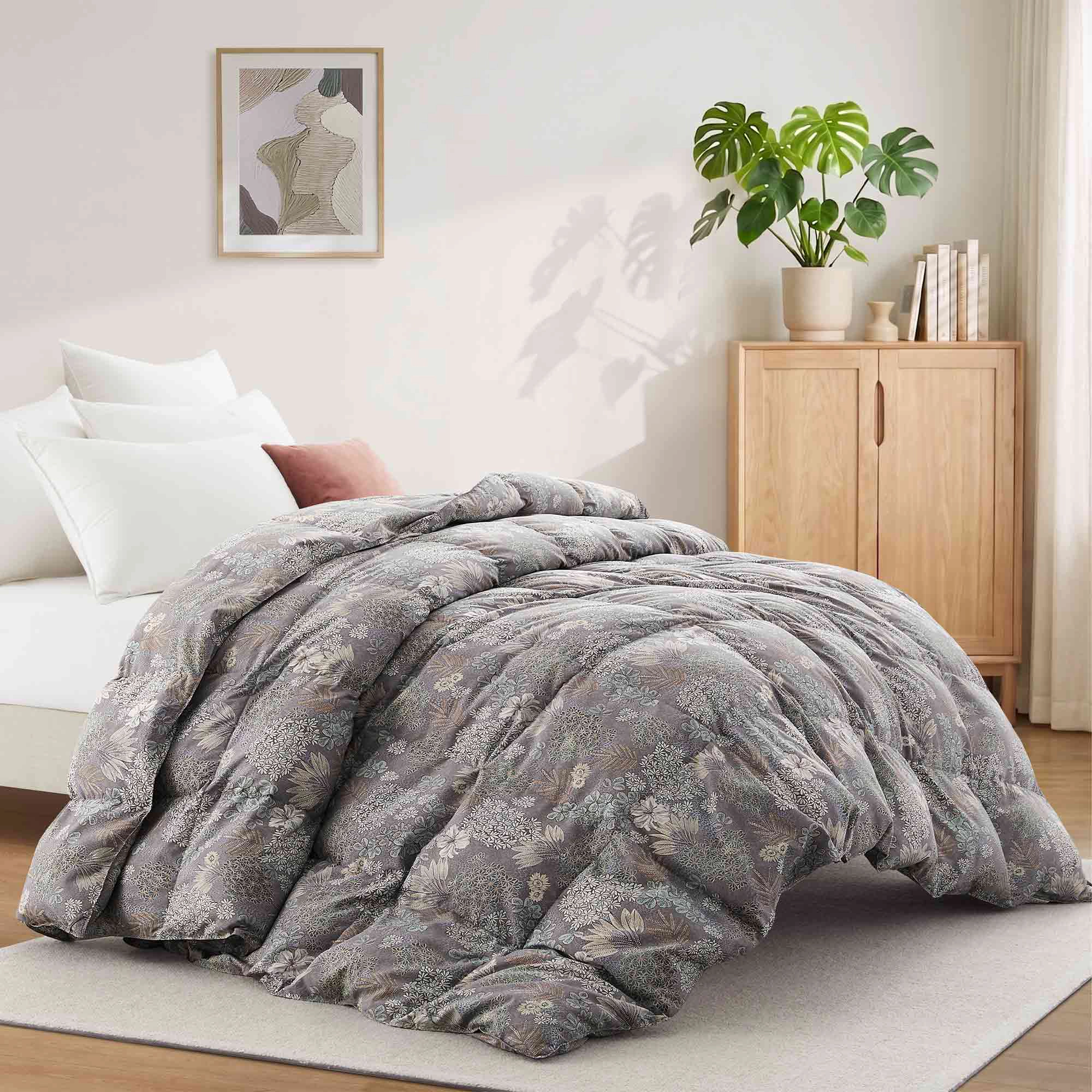 PEACENEST Printed Feather Fiber Comforter Soft Touch All Season Bedding Insert