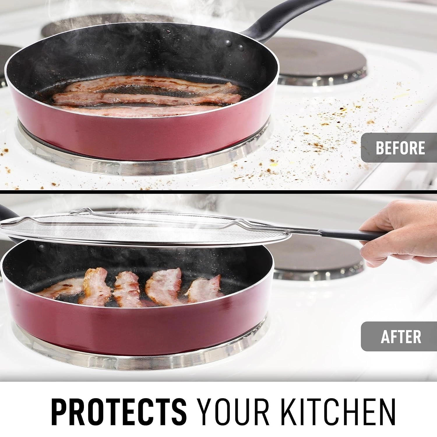 Zulay Kitchen Splatter Screen for Frying Pan 13 Inches - Grease Splatter Guard for Frying Pan