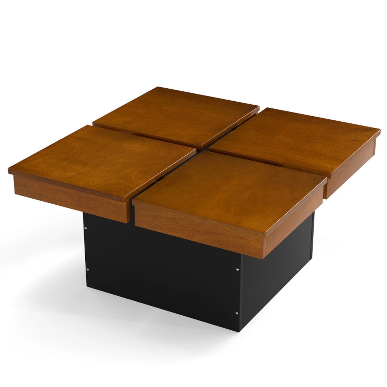 SUGIFT 31.5-in 176-lb Capacity Walnut Square Mid Century Modern Coffee Table with Floating Quad-Section Top