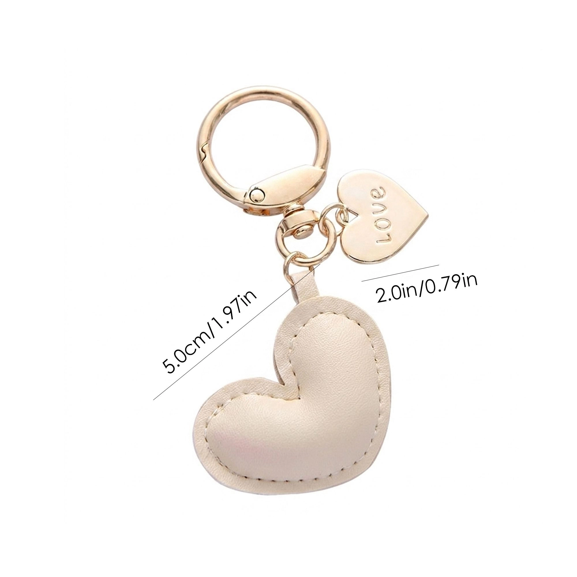 Alilang Women's 3 Pack Heart Keychains with Love Charm and Gold Tone Ring Clip, Pink