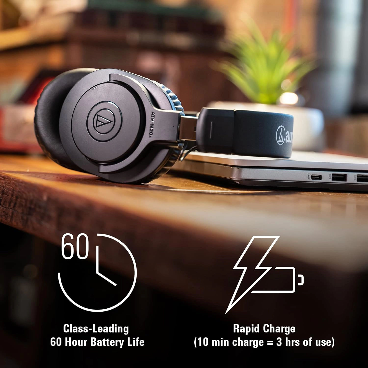 Audio-Technica AT-M20XBT-BLK On-Ear Bluetooth Wireless Headphones