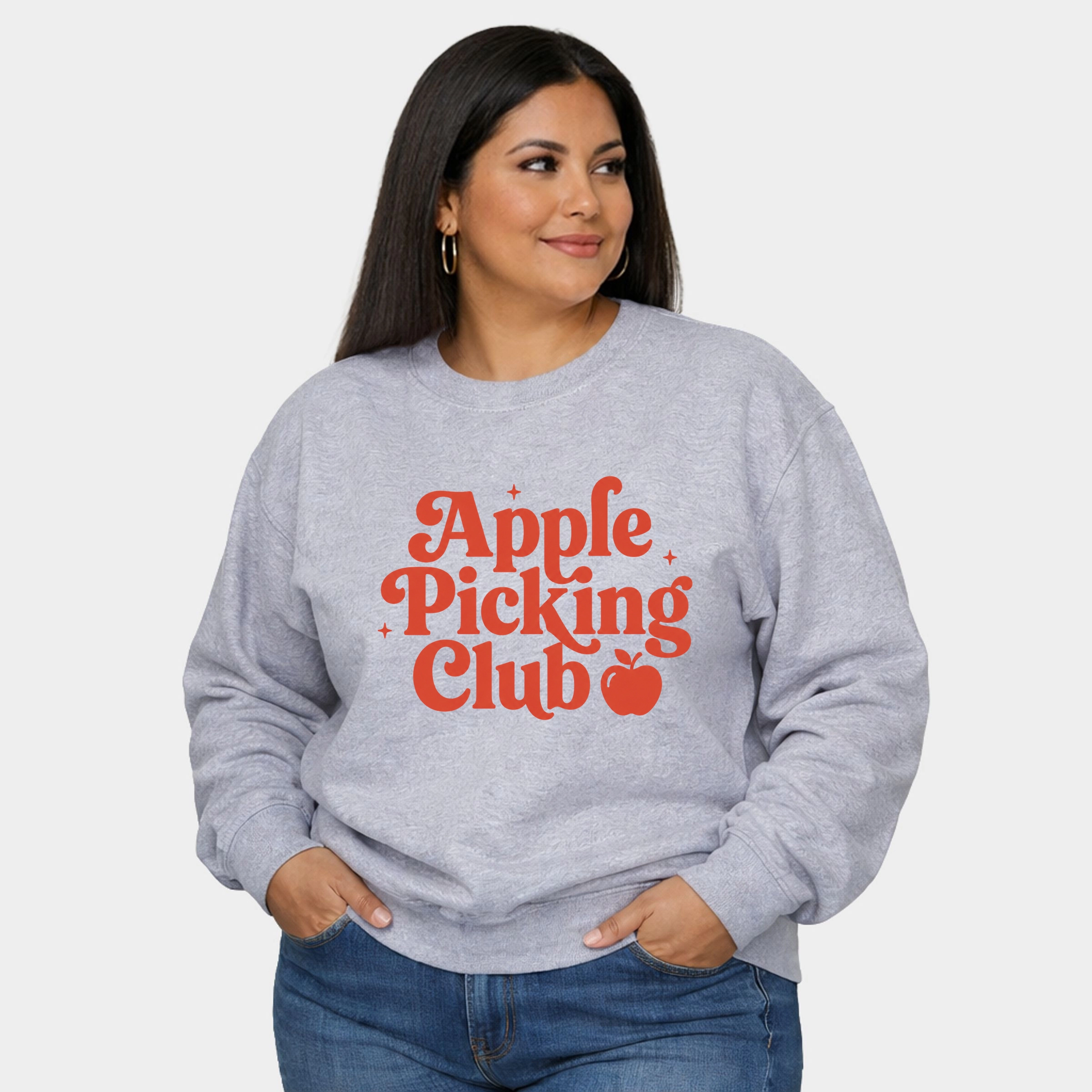 Simply Sage Market - Women's Plus Sized Graphic Sweatshirt Apple Picking Club Stars