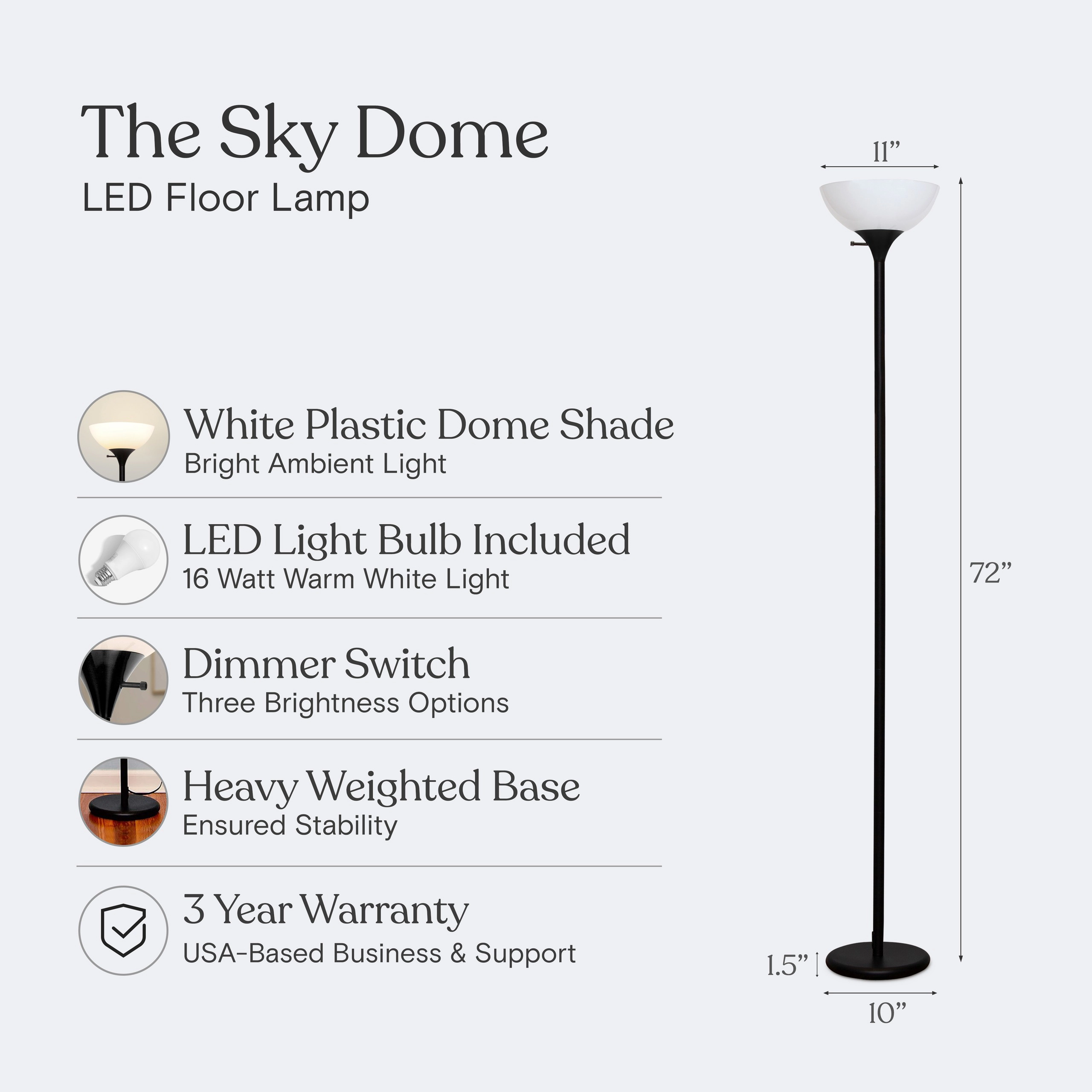 Brightech Sky Dome Torchiere Dimmable Floor Lamp