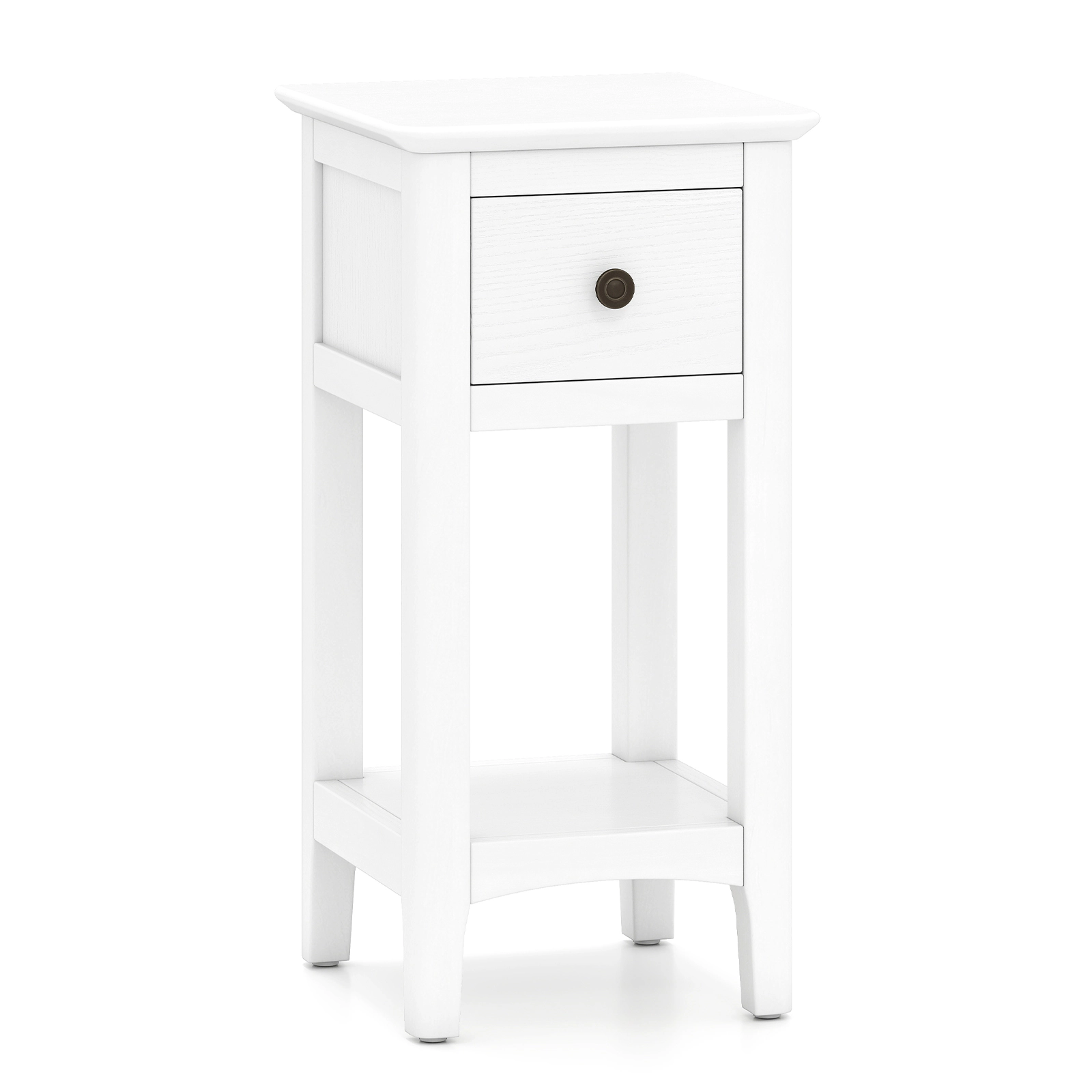 SUGIFT 3-Tier Nightstand with Drawer and Open Storage Shelf 44-lb Bottom Shelf Capacity White
