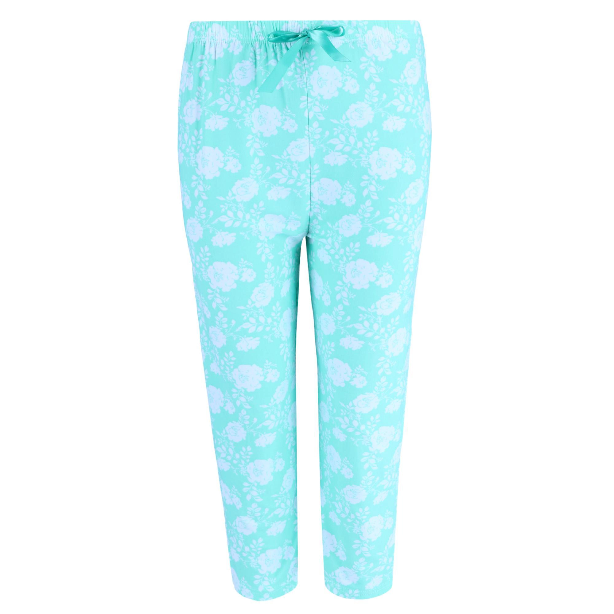 Elegant Emily Women's Plus Mint Floral Capri Set