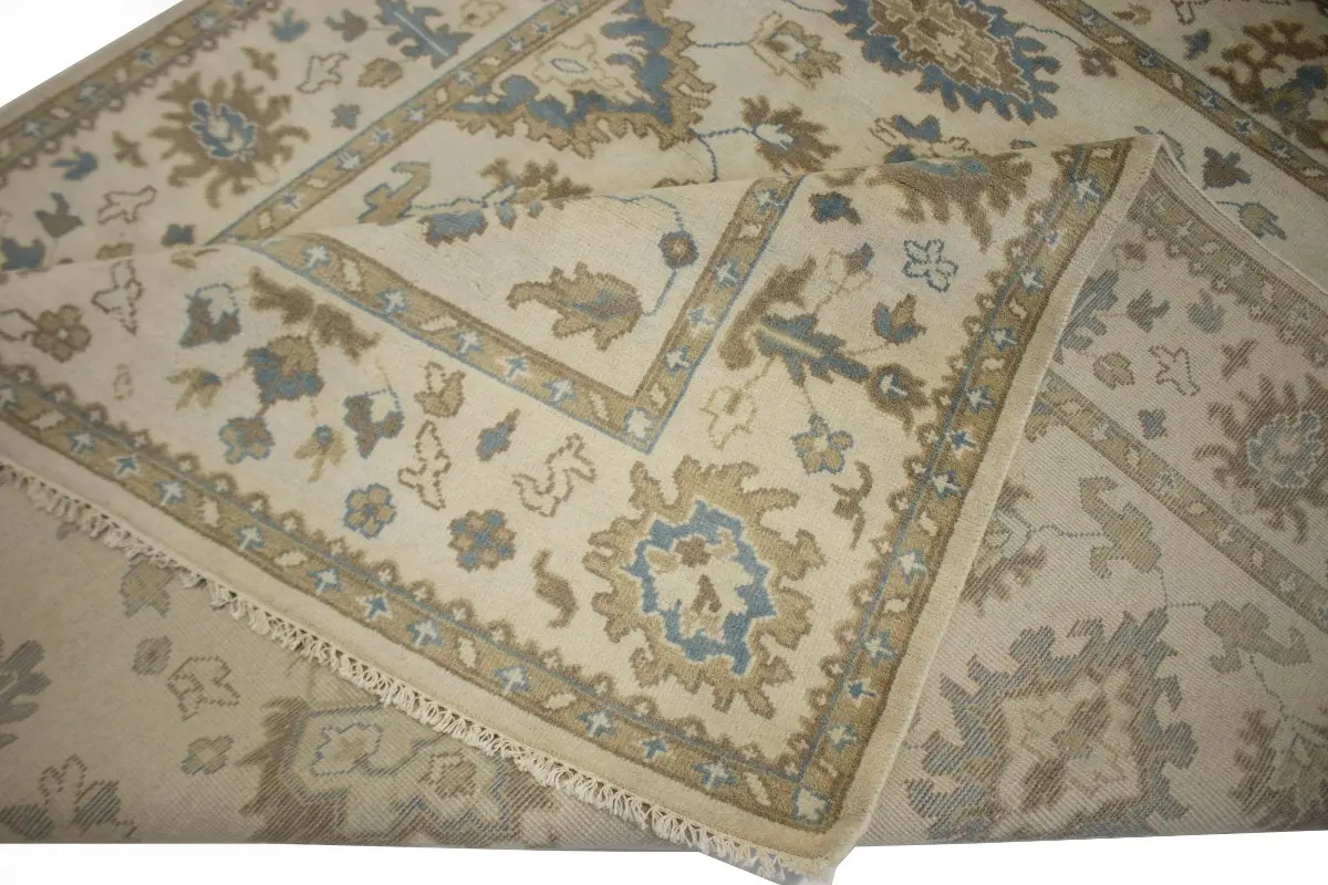 Magic Rugs 9'10 X 8'2 Hand Knotted Oushak Chobi Muted Floral Wool Rug