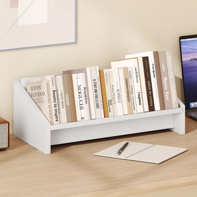 Hivvago Compact Wooden Desktop Bookshelf for Books and Magazines