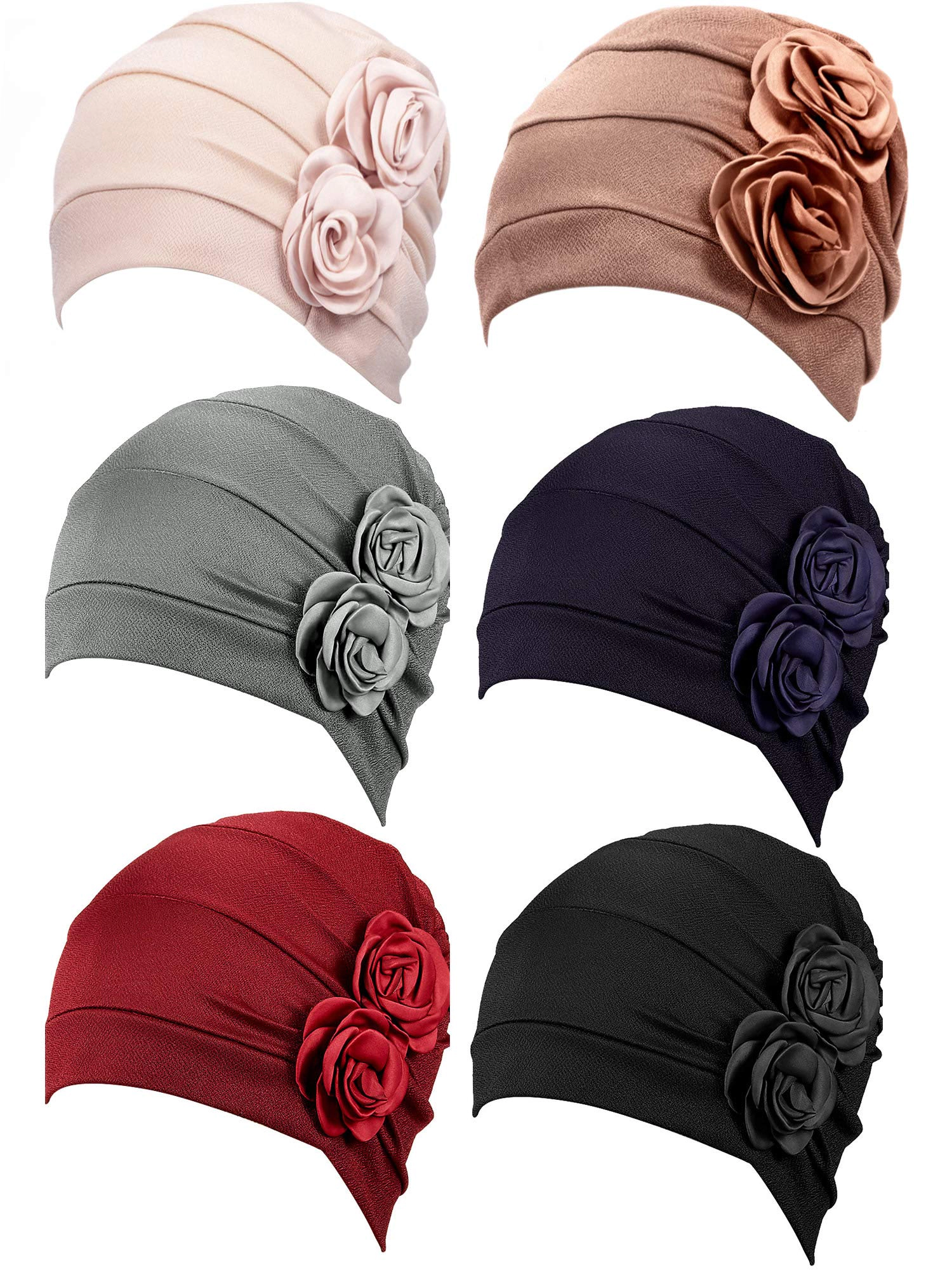 PIGFDK 6 Pack Head Wraps Turbans For Women Flower