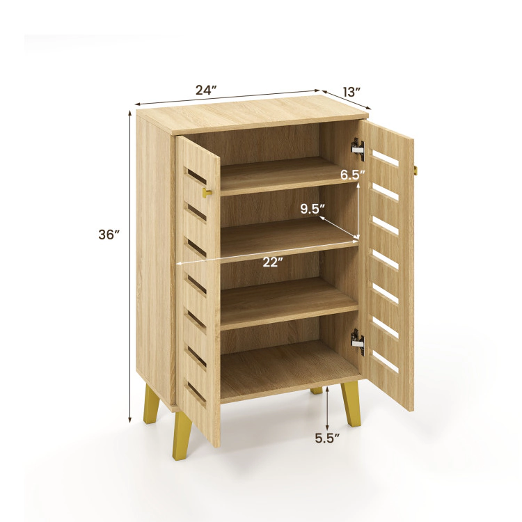 Hivvago 4-Tier Modern Freestanding  Wooden Shoe Cabinet with Doors and Removable Shelves