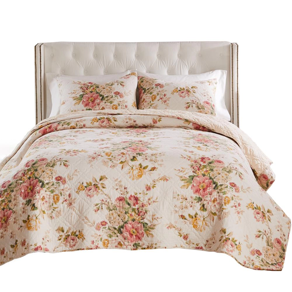 Greenland Home Fashions Grace Stunning Floral Design Luxurious Modern Ultimate Comfort 3 Piece Quilt Set