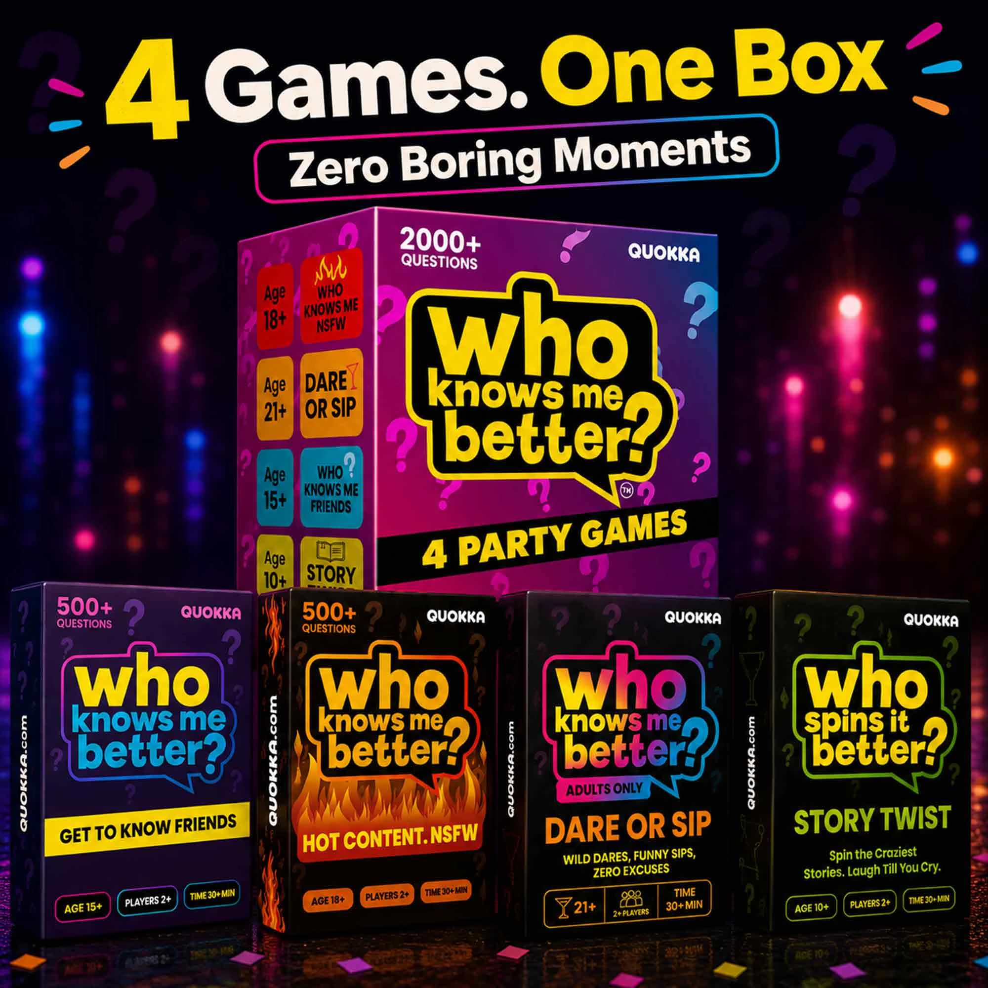 QUOKKA Who Knows Better? Trivia Card Games for Kids & Family