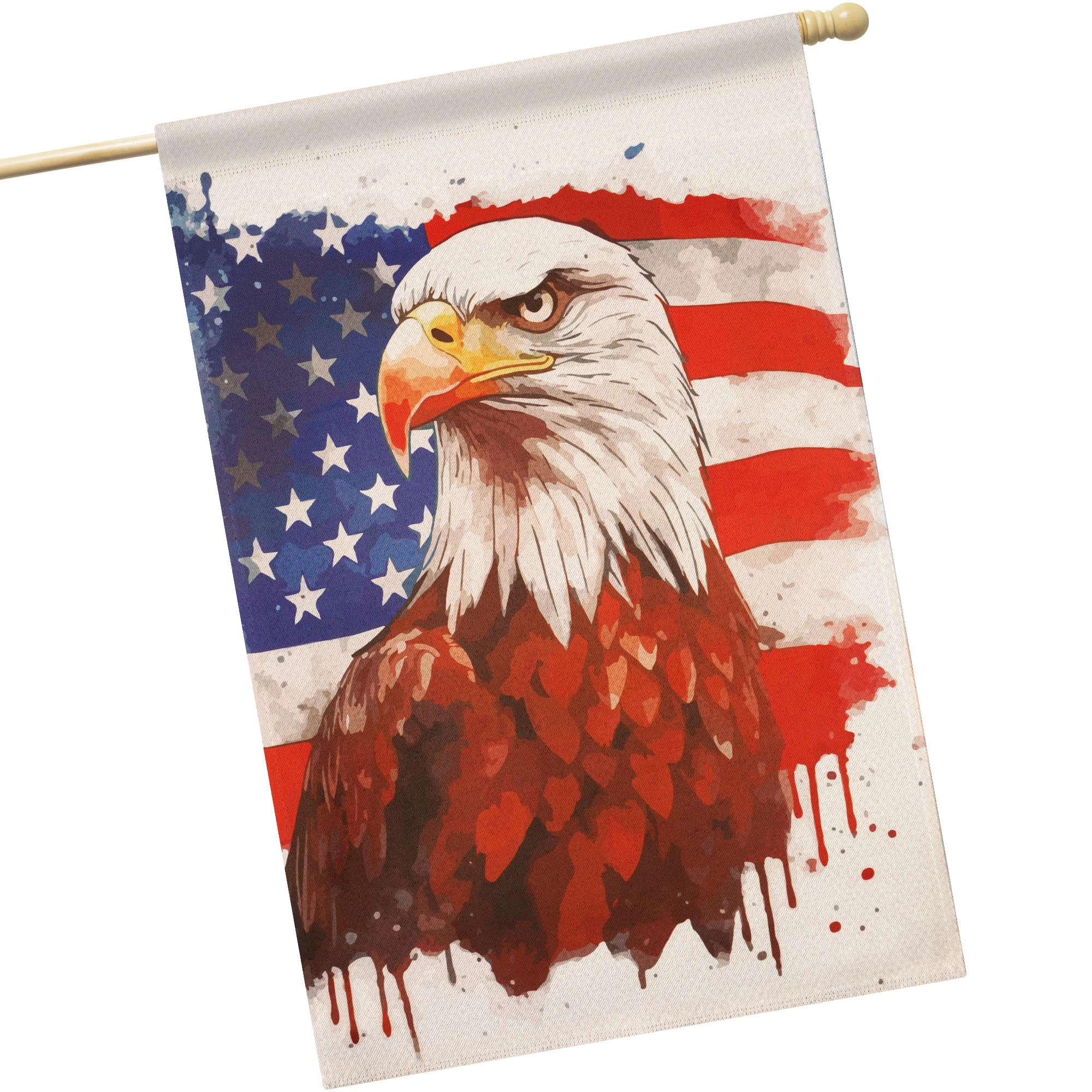 G128 Patriotic Bald Eagle 28x40 Double-Sided Garden Flag - Blockout Polyester