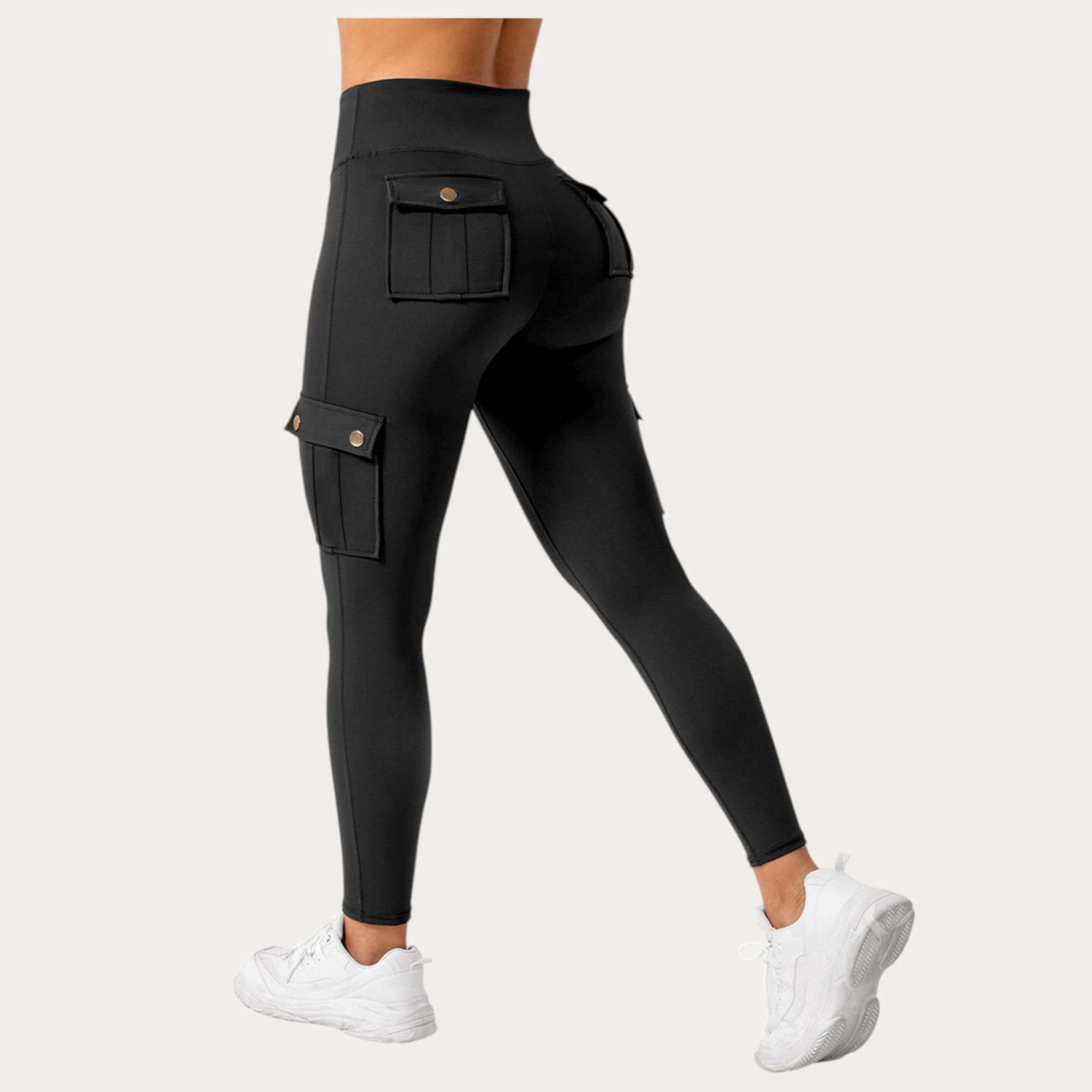 Anna-Kaci Active Women's Cargo Pocket Leggings with Smooth Stretch Fabric Supportive Waistband