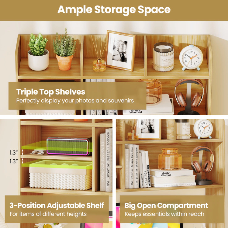 Hivvago Desktop Bookshelf Countertop Storage Hutch with 6 Shelves