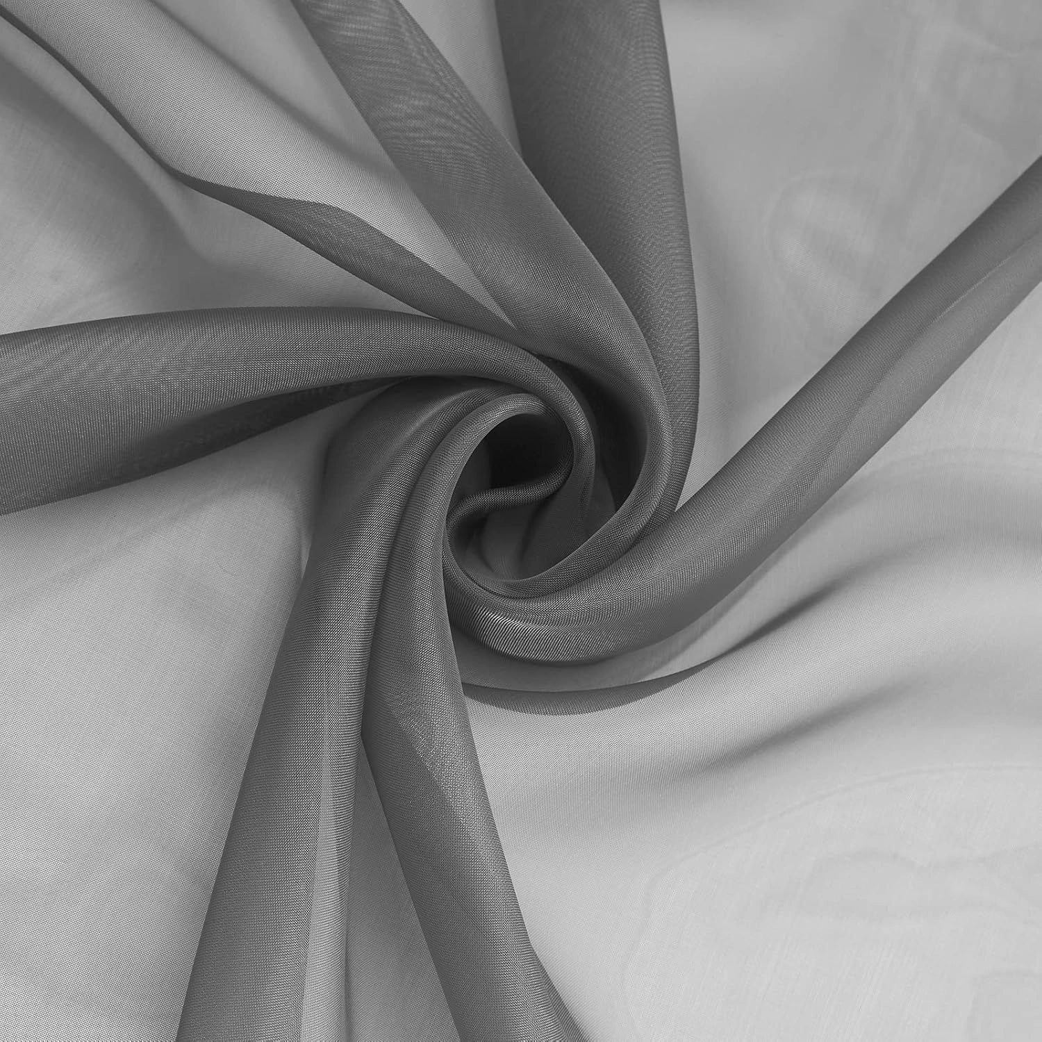 Kate Aurora Hotel Lux 2 Piece Charcoal Gray Rod Pocket Sheer Curtain Panels