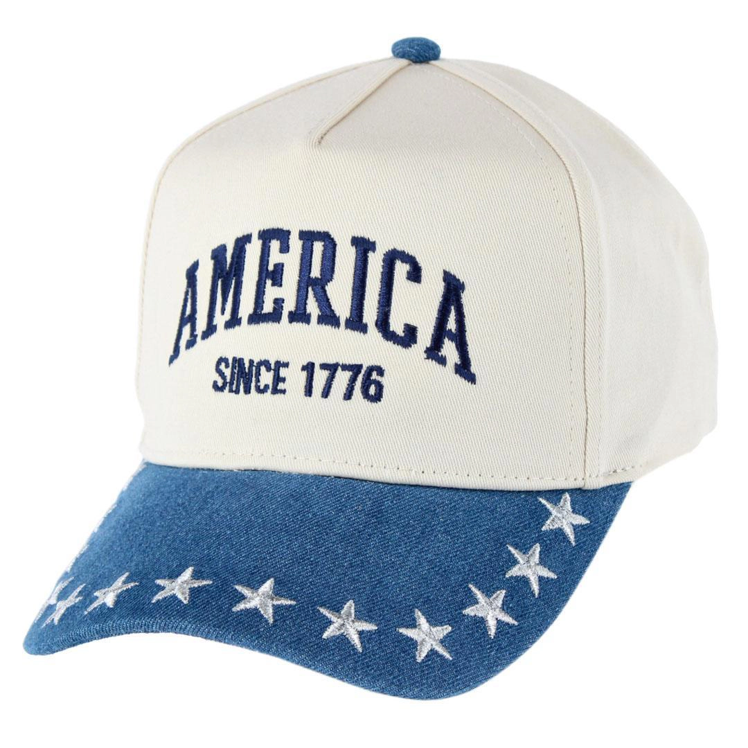 CTM Women's America Anniversary Denim Two-Tone Baseball Cap