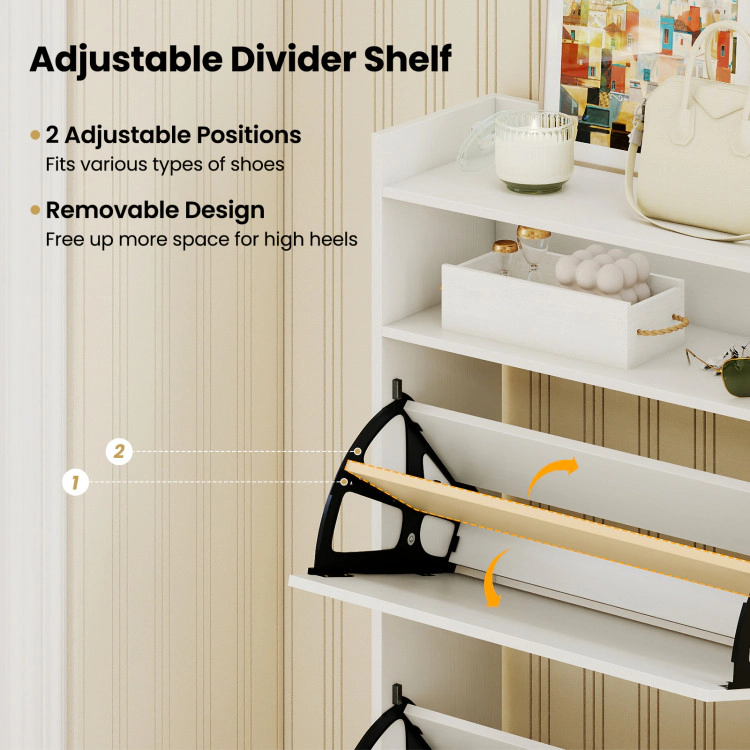 Hivvago Shoe Storage Cabinet Hidden Shoe Rack with 2 Flip Drawers Adjustable and Removable Shelves