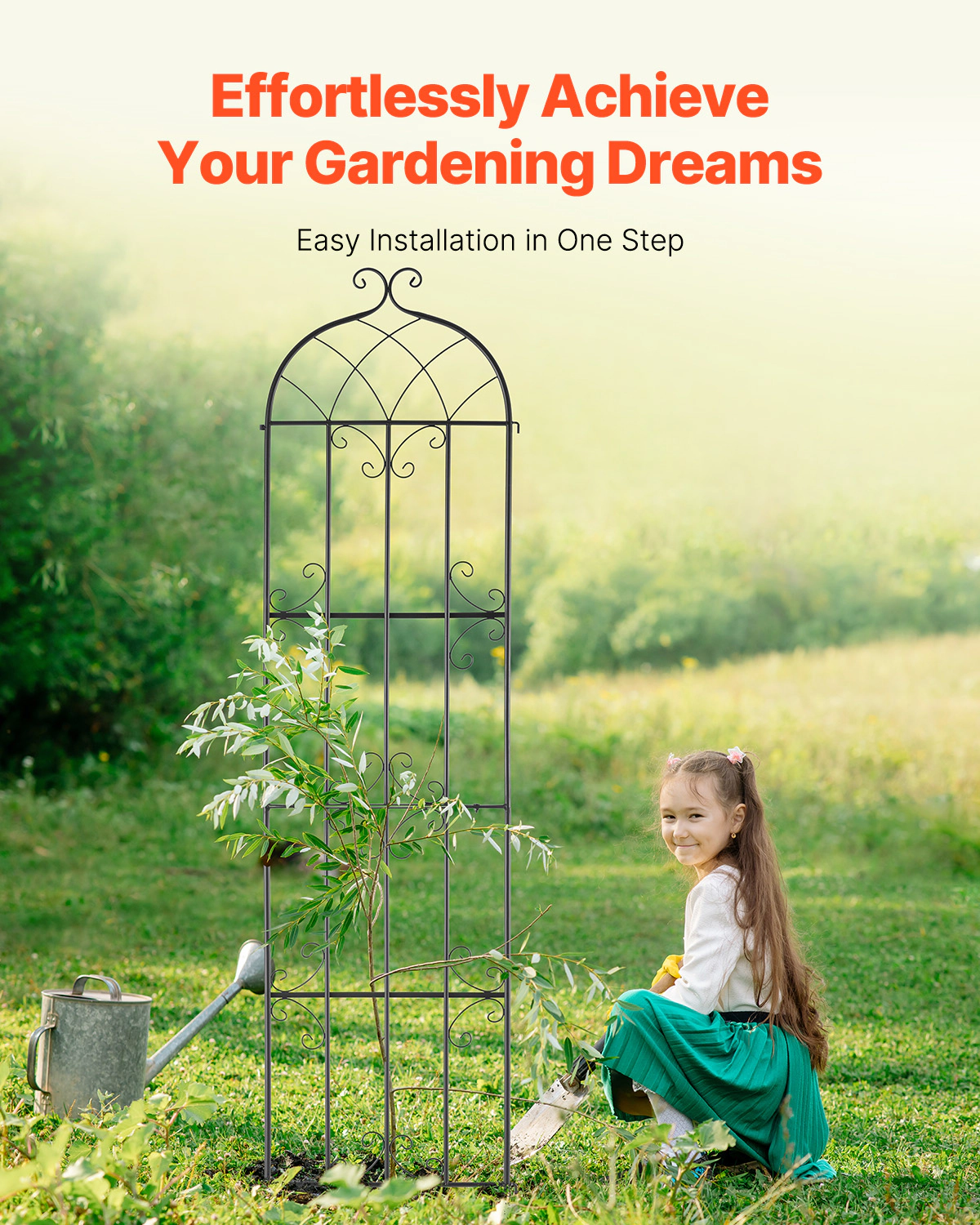 HONGGE Garden Trellis for Climbing Plants Rustproof Metal Garden Flower Trellis Outdoor Climbing Rose Trellis Cucumbers