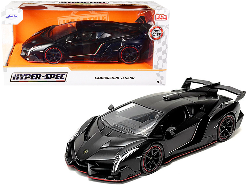 Jada Lamborghini Veneno Matt Black "Hyper-Spec" Series 1/24 Diecast Model Car by Jada