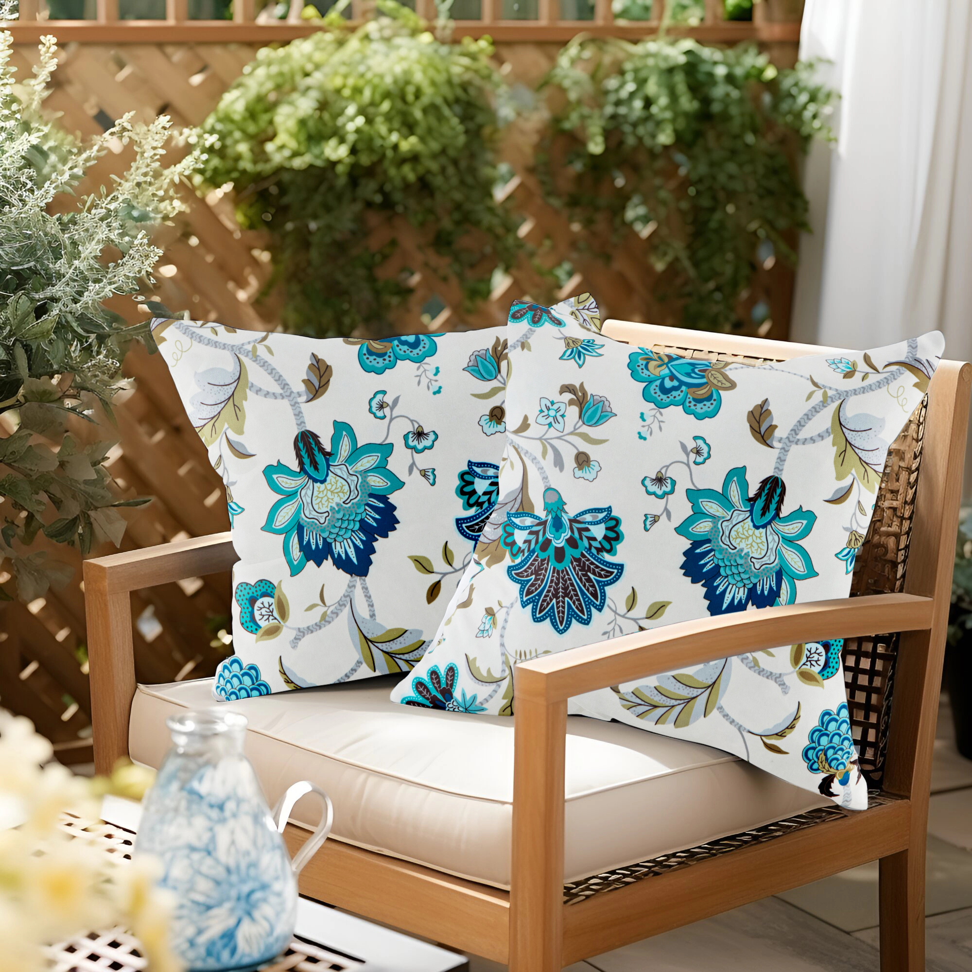 Unikome 2 Pack Patio Outdoor/Indoor Waterproof Down Feather Pillow Insert, Decorative Throw Inserts
