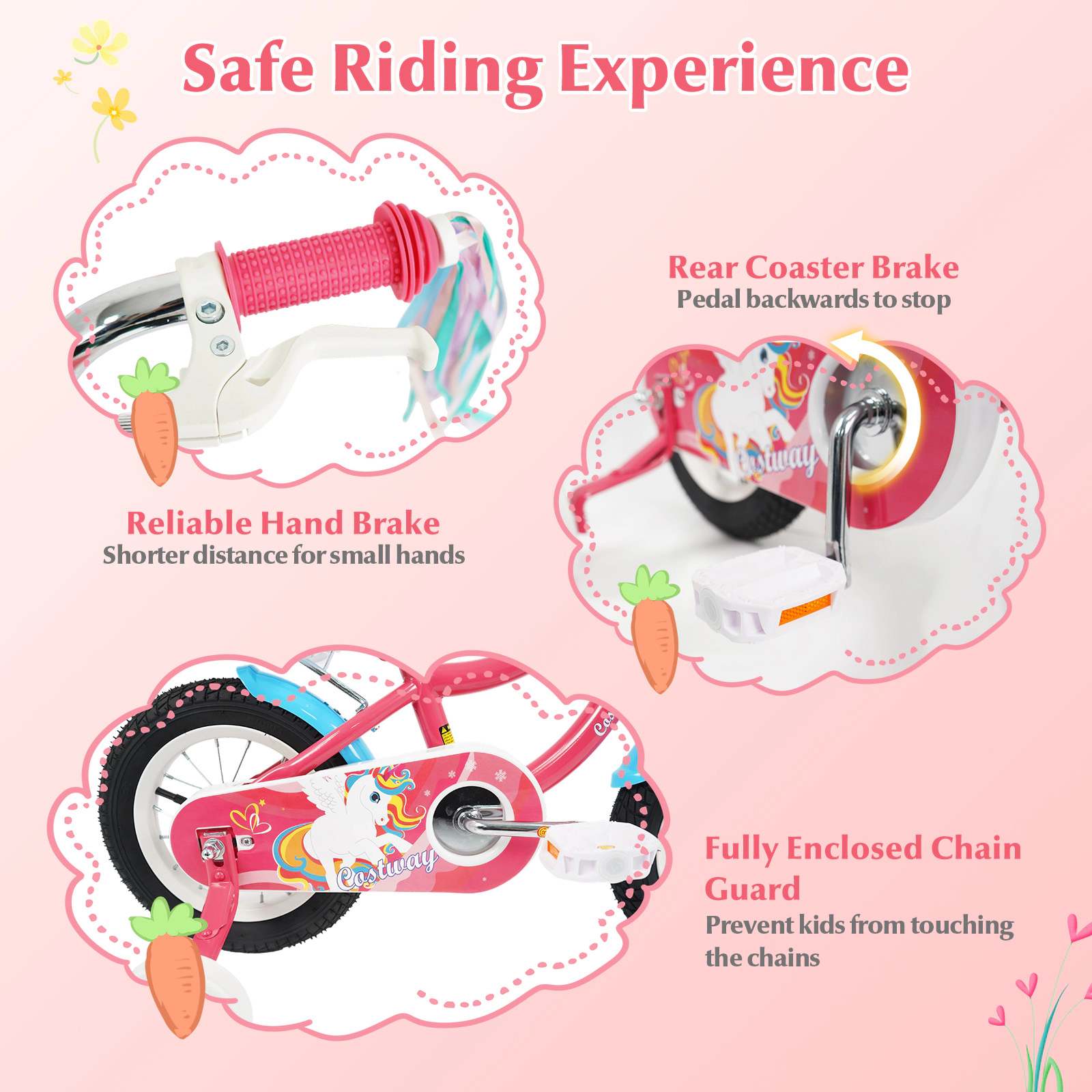 LJG Girls Bike for 3-8 Years Old Kids with Doll Seat