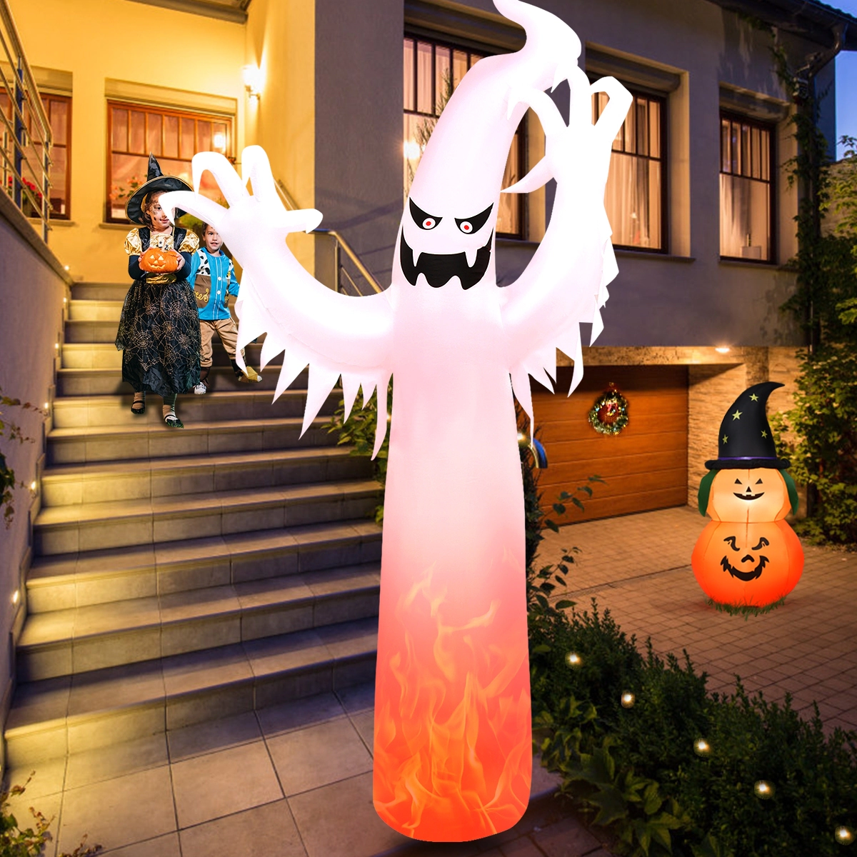 LJG 12 Feet Halloween Inflatable Decoration with Built-in LED Lights