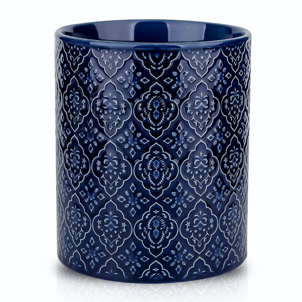 WZK Ceramic Embossed Pattern Kitchen Utensil Holder
