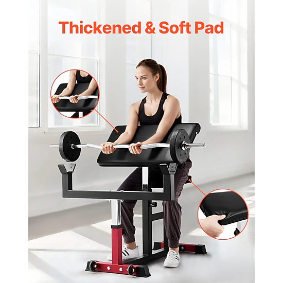 HONGGE Preacher Curl Bench, Adjustable Seated Bicep Curl Machine, 440 ...