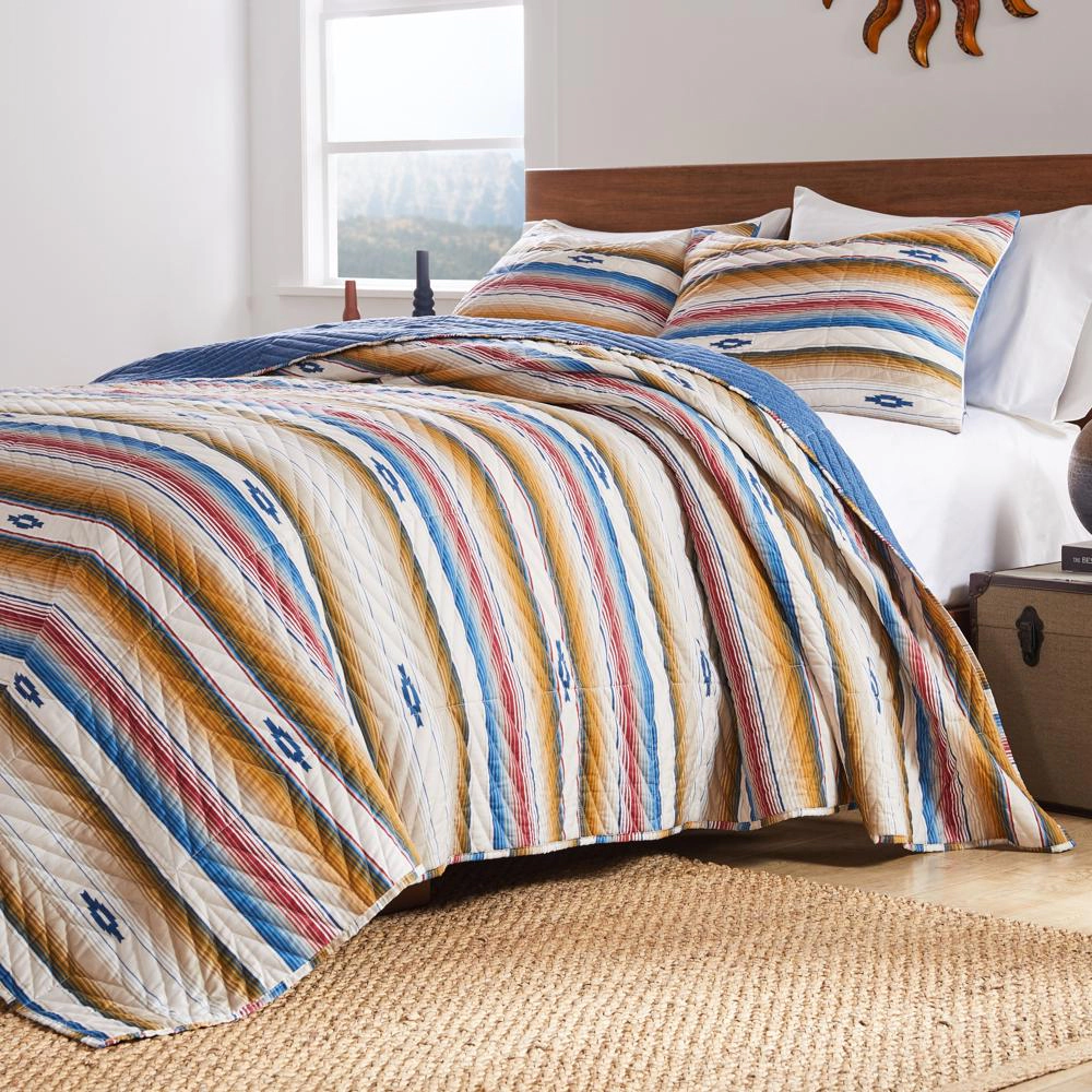 Barefoot Bungalow Painted Desert Embellished with Thunderbird Motifs and Geometric Chevron Quilt Set