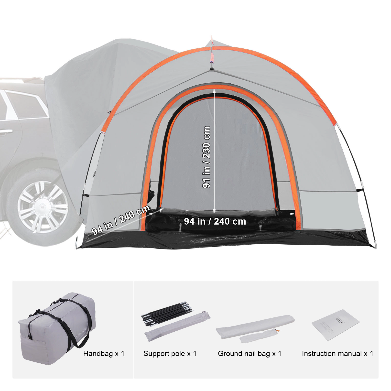 HONGGE SUV Camping Tent Attachment, 8x8 ft Rear Tent for SUVs Vans & Trucks