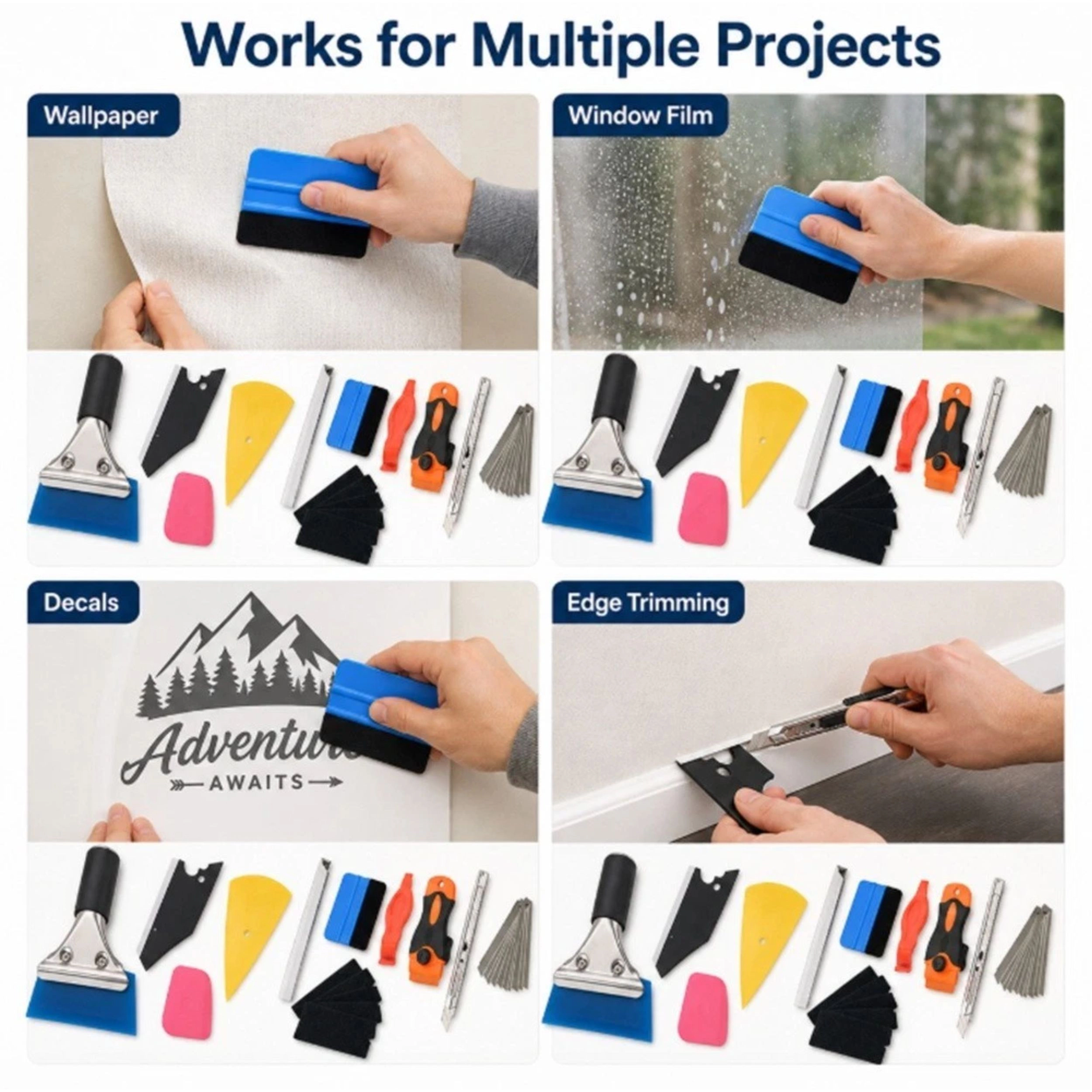 Home Collection Window Tint Tool Kit Car Film Squeegee & Scraper Vinyl Wrap Set