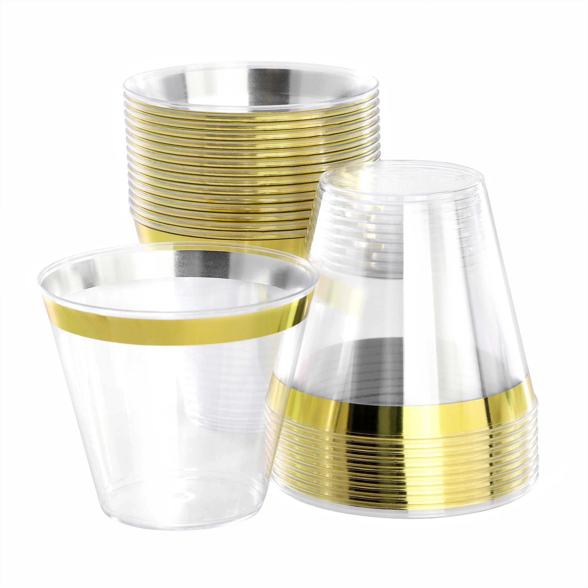 Elama 150 Piece Disposable Plastic Dinnerware Party Set for 25 Guests in White with Silver Trim