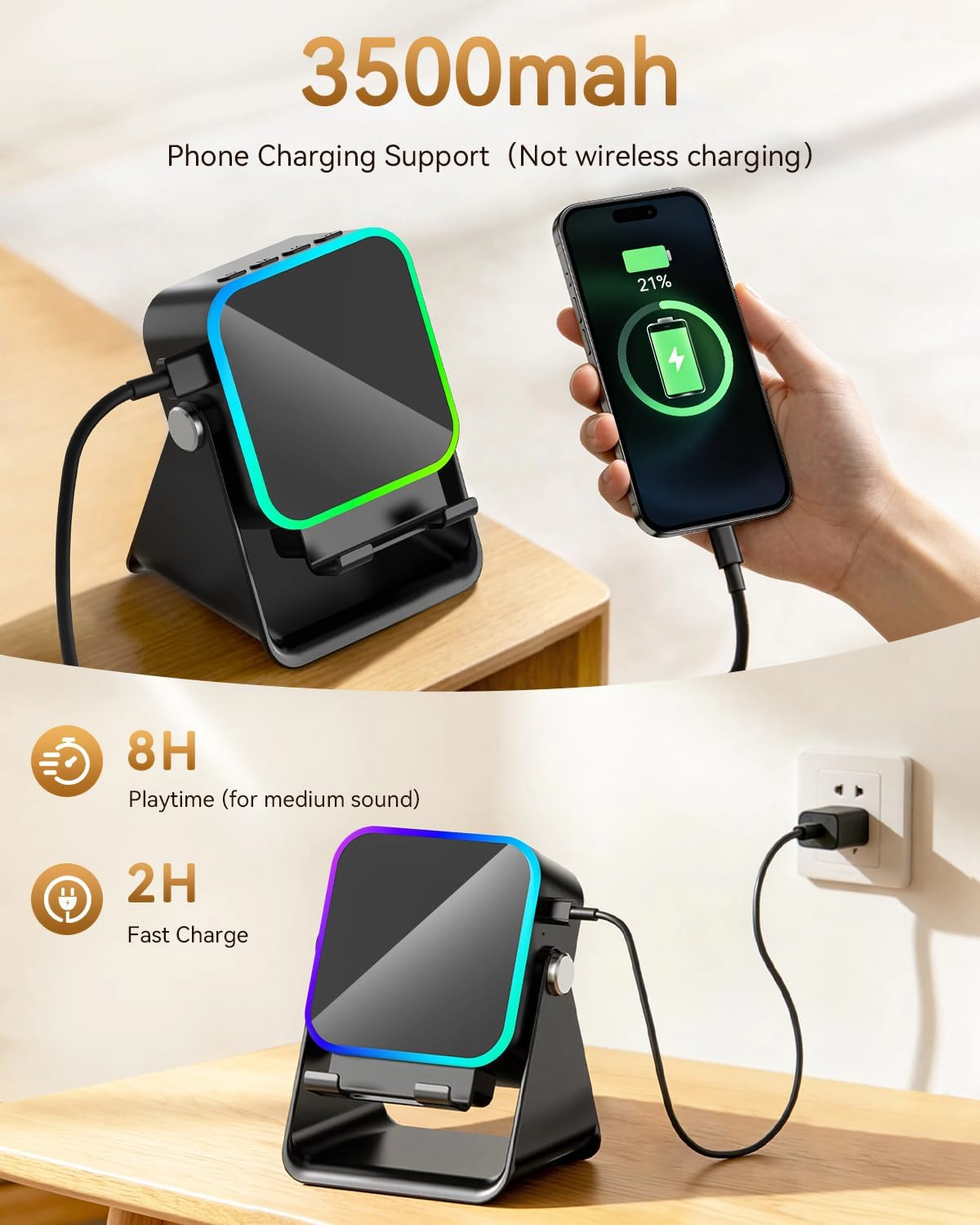 OneLink Gadgets 5-in-1 Wireless Induction Speaker with Phone Stand