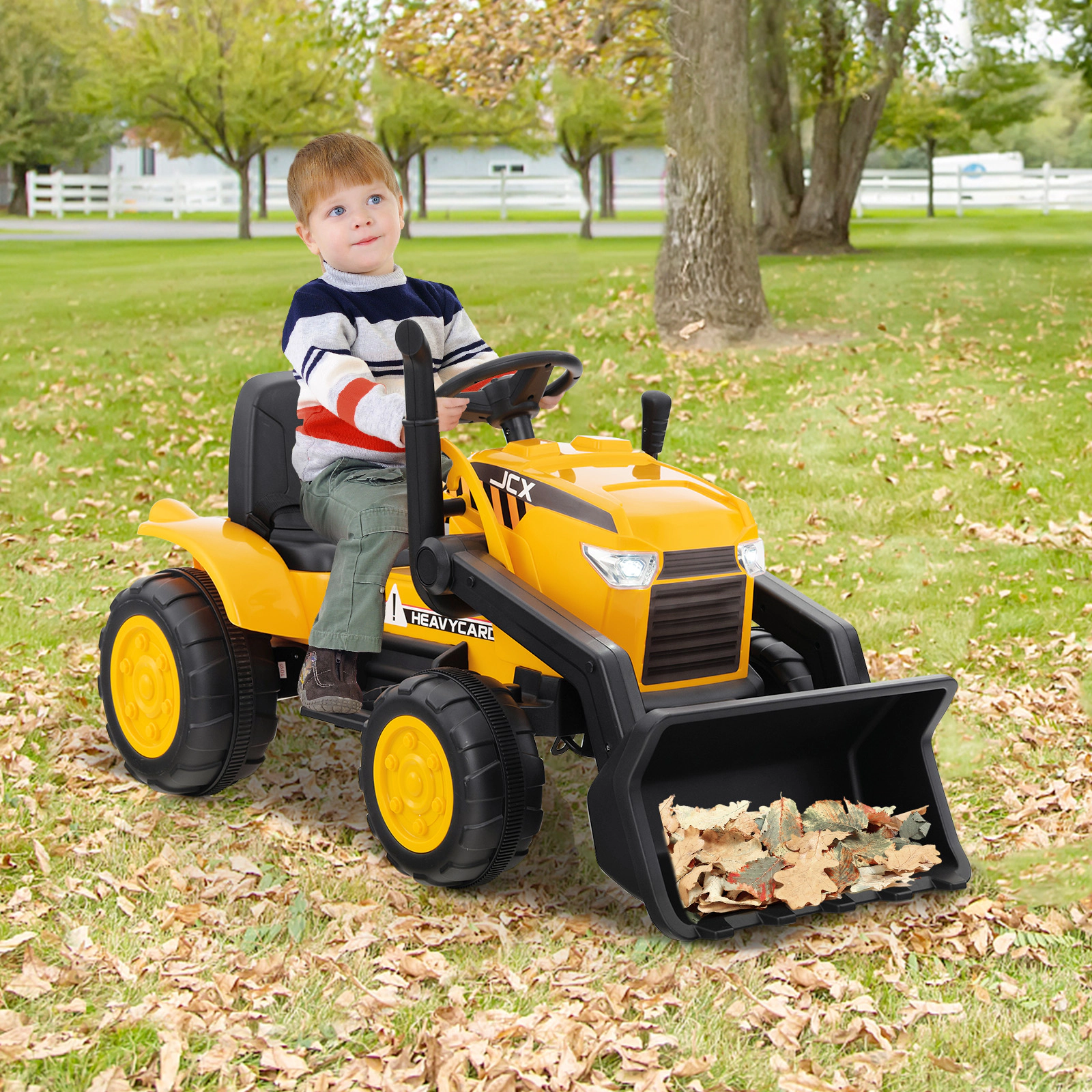 12V Ride On Excavator for Kids Adjustable Digging Bucket Parent Remote and LED Headlights Electric Toy Ages 3-8 Yellow