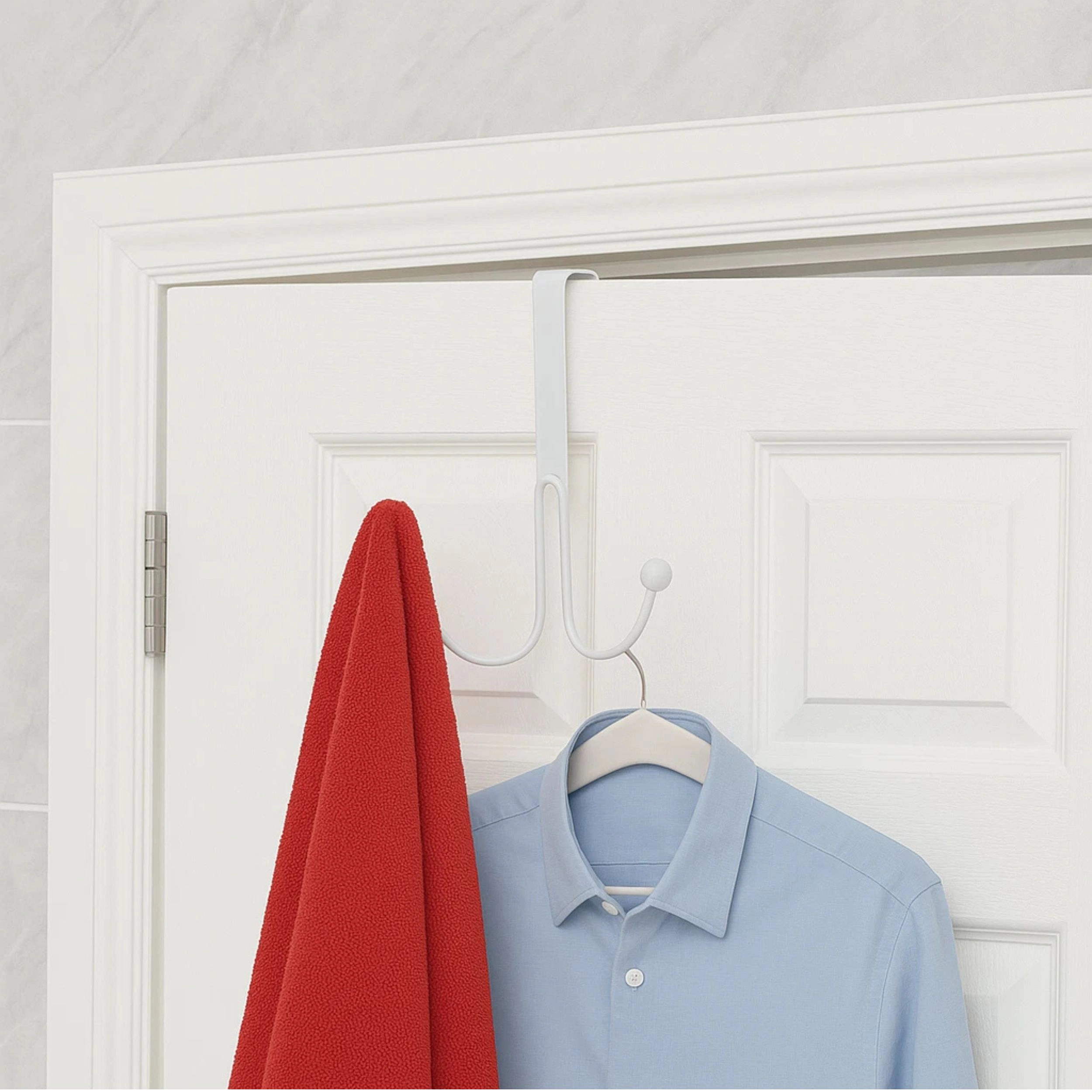 Home Collection White Metal Over the Door Hooks Pack of 2