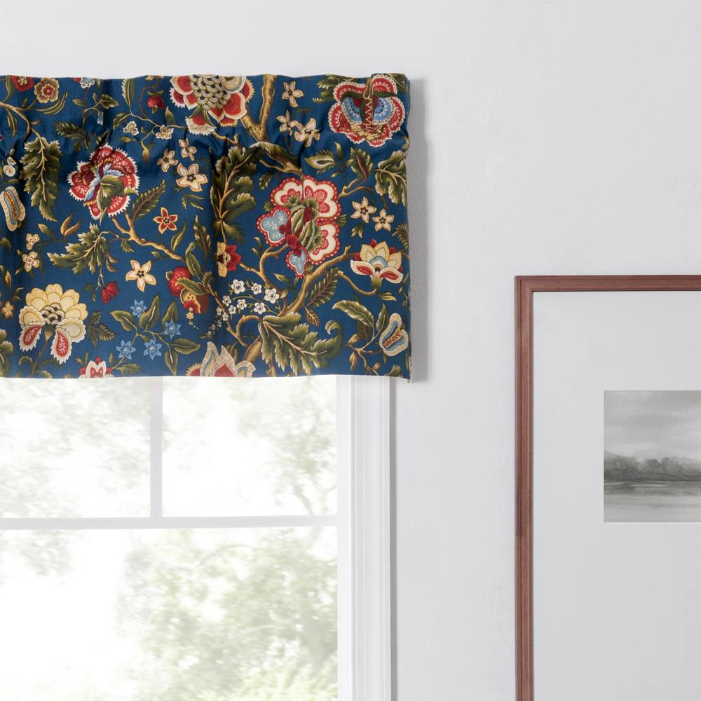 Ellis Curtain Regency Straight 3" Rod Pocket Valances for Windows 50" x 15" Navy