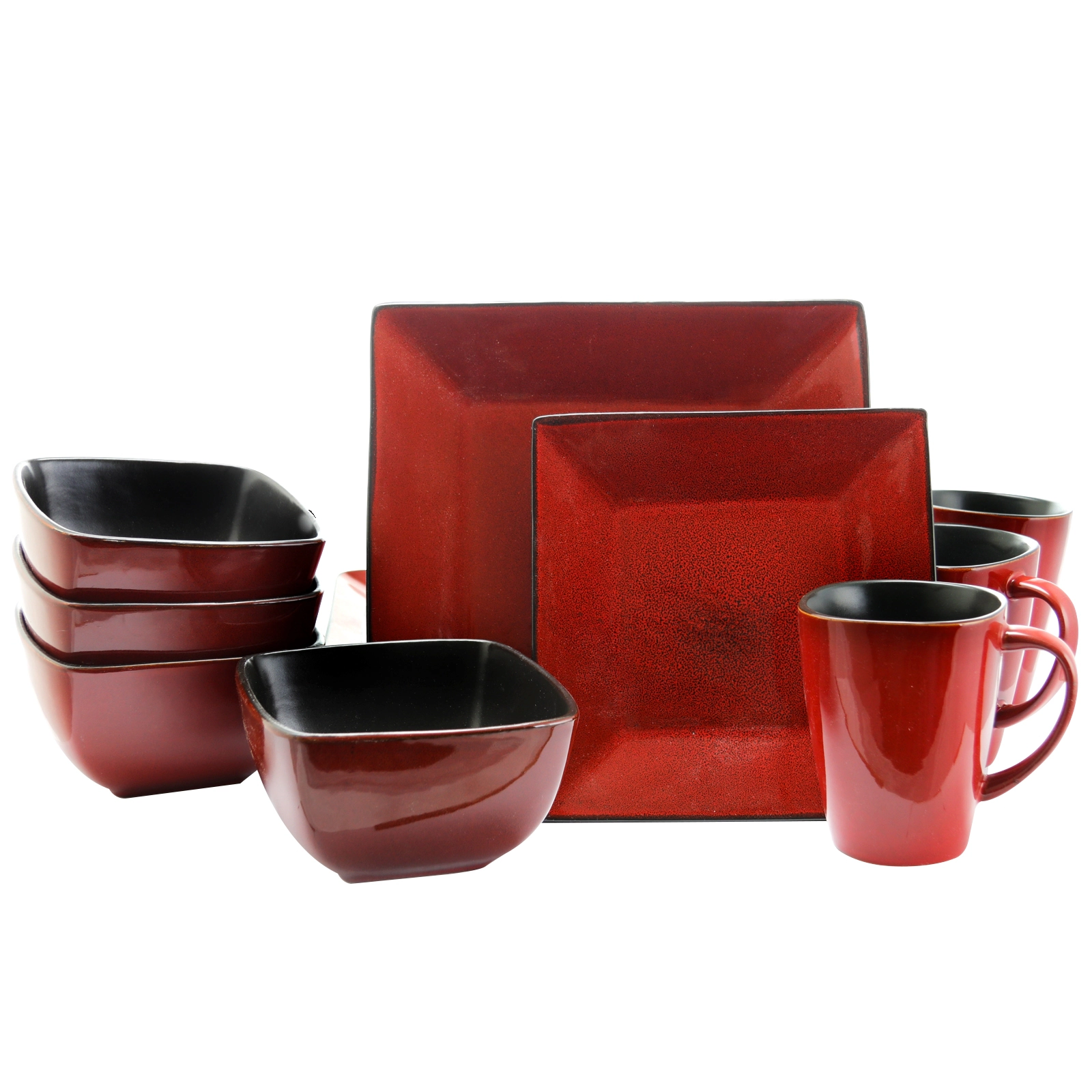 Elama Harland Loft 16 Piece Modern Premium Stoneware set with Complete Setting for 4