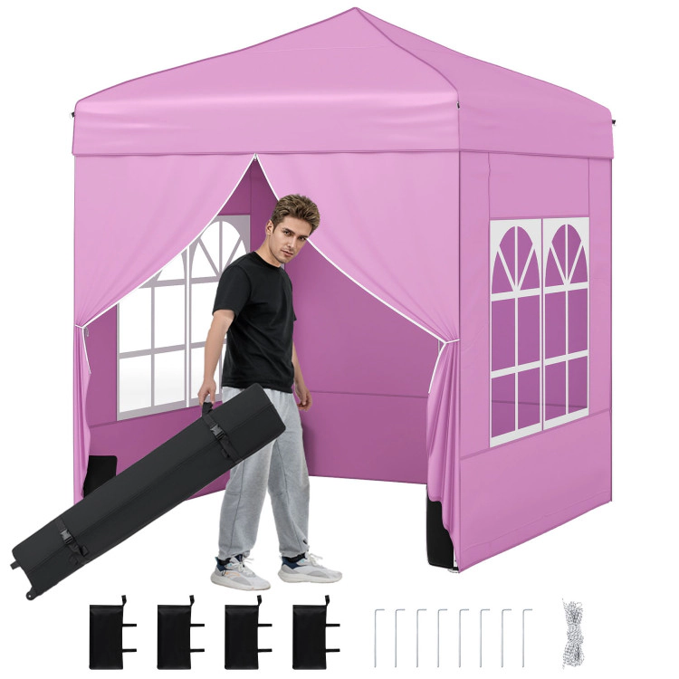 Hivvago 6.5 x FT Pop up Canopy Tent with 4 Sidewalls and Wheeled Bag