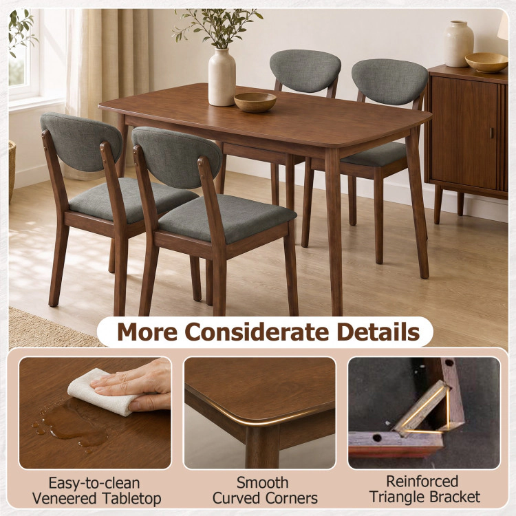 Hivvago 5-Piece Dining Set For 4 With Rectangular Table & Fabric Chairs For Living Room