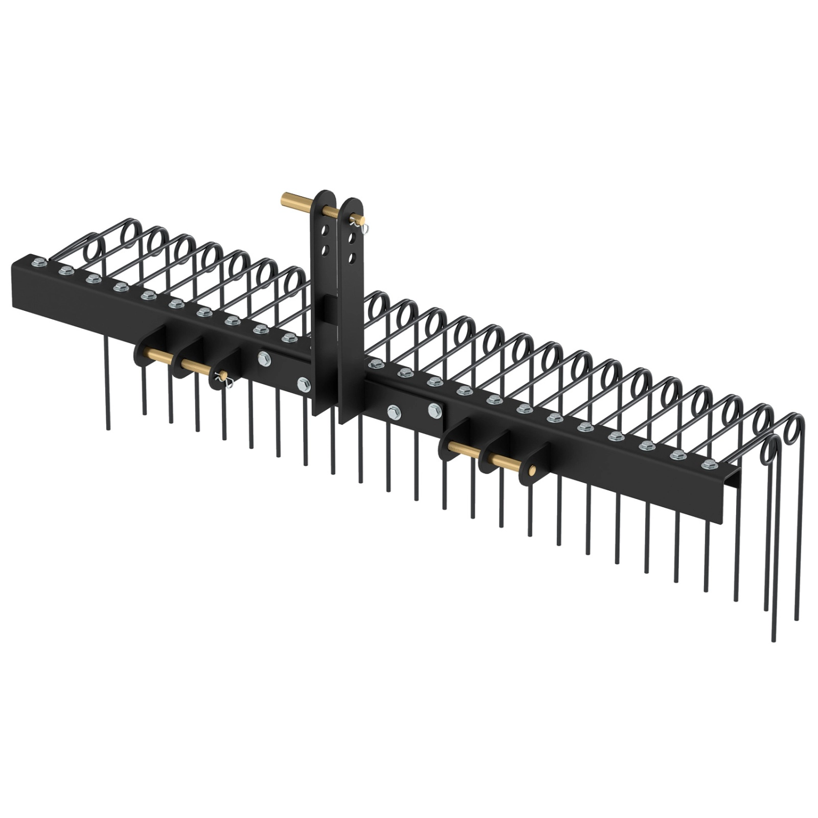 SUGIFT 60-in Tow Behind Pine Straw Rake with 26 Metal Coil Tines 3-Point Hitch and 3-Level Height Adjustment