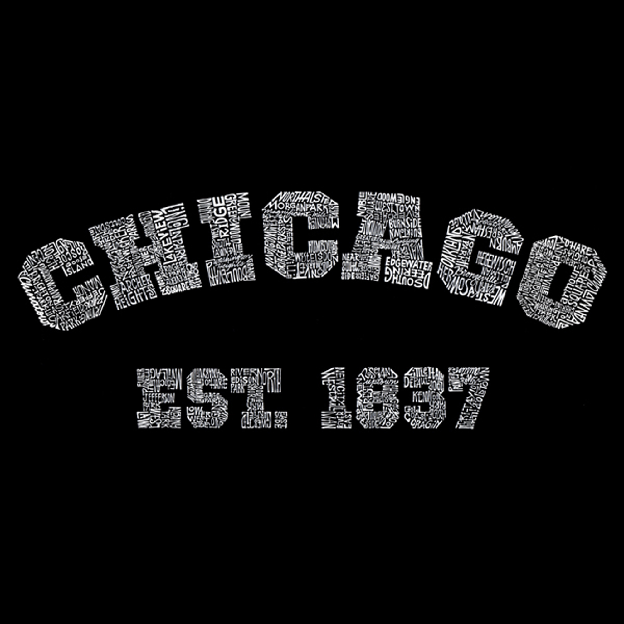 LA Pop Art Men's Chicago 1837 Word T-Shirt