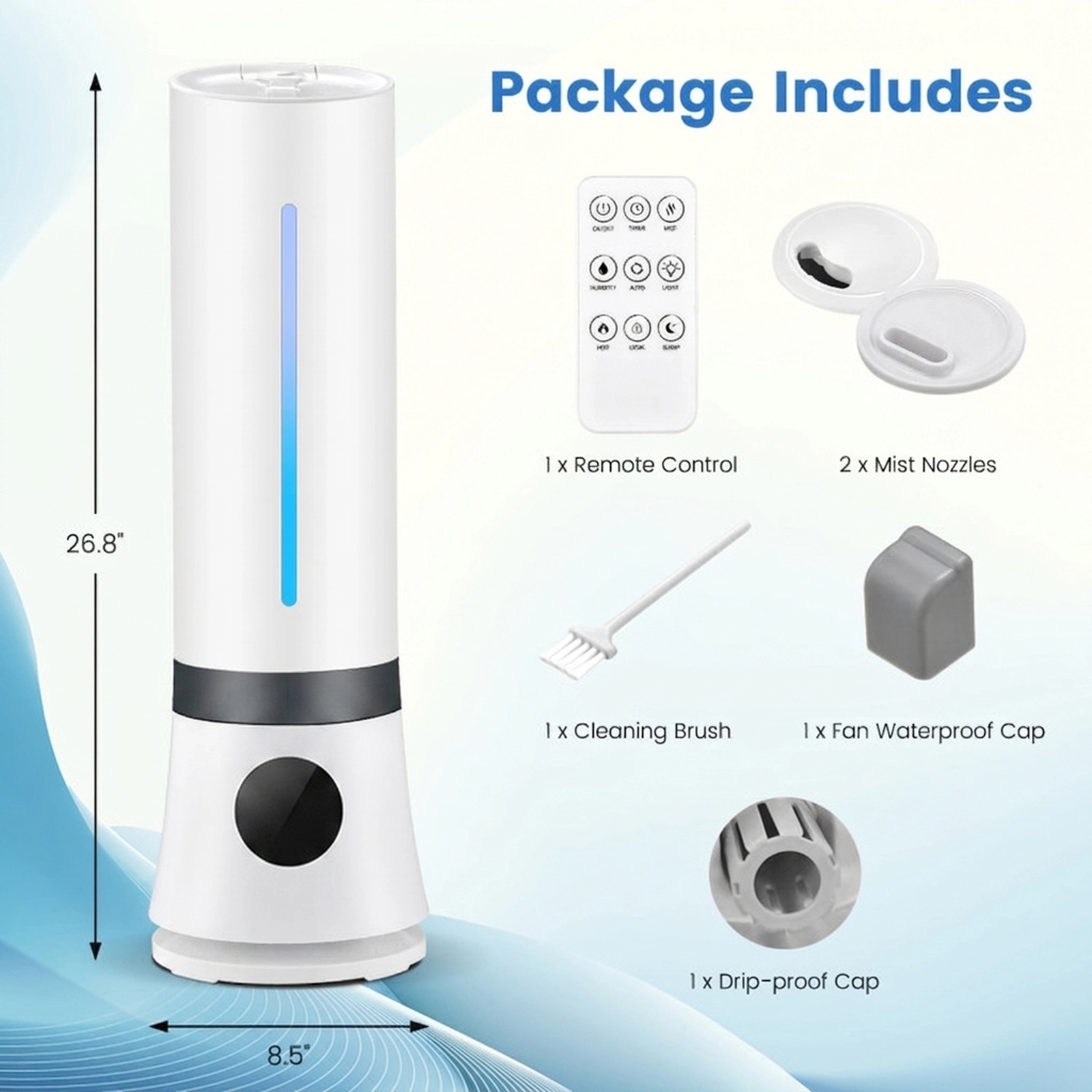 SUGIFT 9L Large Room Warm and Cool Mist Humidifier with Remote Control and 12-Hour Timer 540 Sq Ft Coverage White