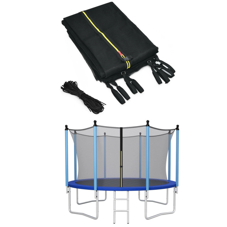SUGIFT Weather-Resistant PE Trampoline Safety Enclosure Net for 12-ft Trampolines Double-Head Zipper & Buckles Black